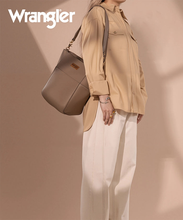 Wrangler Cow Print Crossbody Bucket Bag for Women - Stylish Western Handbag with Adjustable Strap - Perfect for Daily Use, Travel & Country Music Festivals