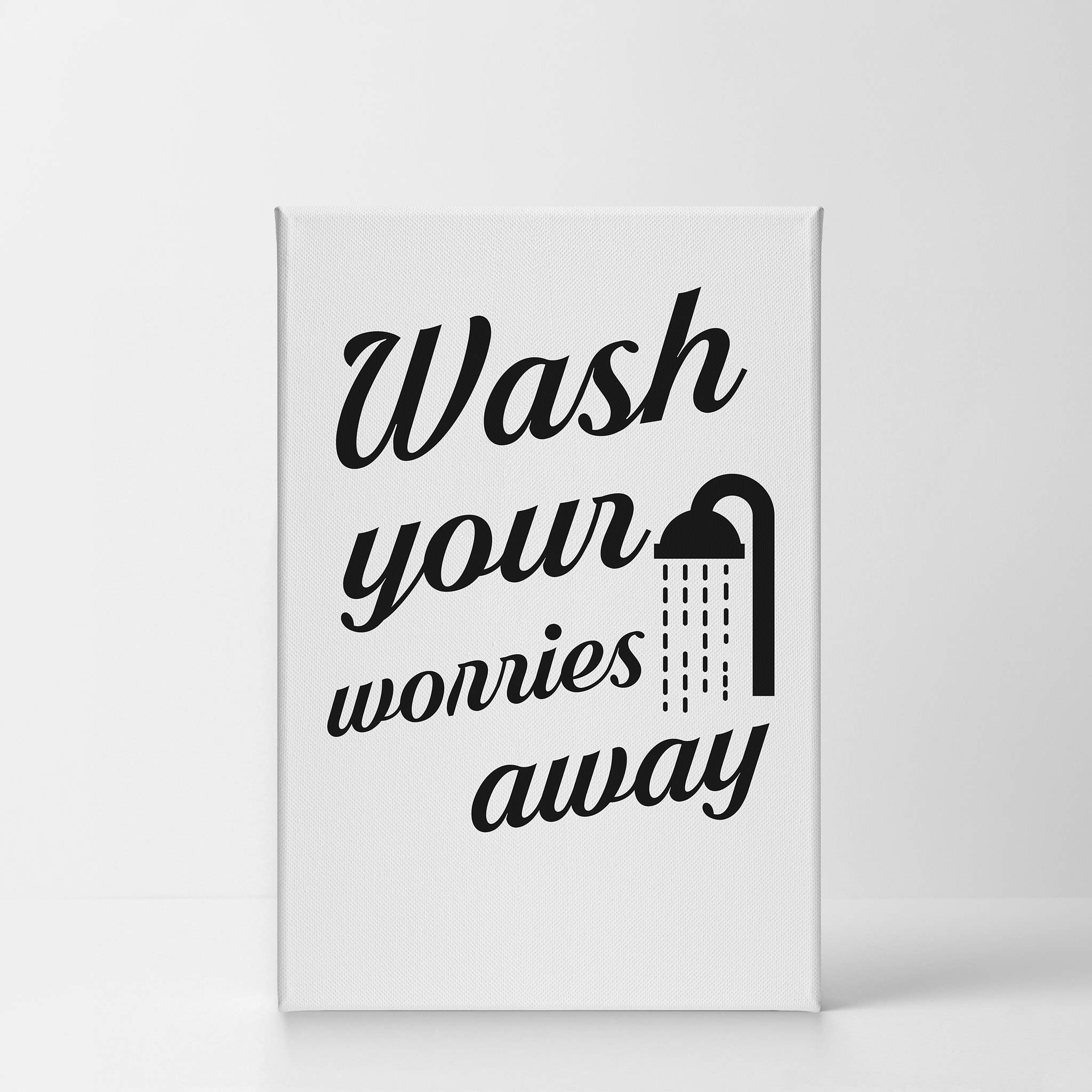 Funny Bathroom Wall Art - 'Wash Your Worries Away' Canvas Print 36x24 | Ready to Hang Bathroom Decor | Humorous Quote Sign for Home & Office | Made in USA | Perfect for Powder Rooms, Guest Baths & Spa-Like Retreats