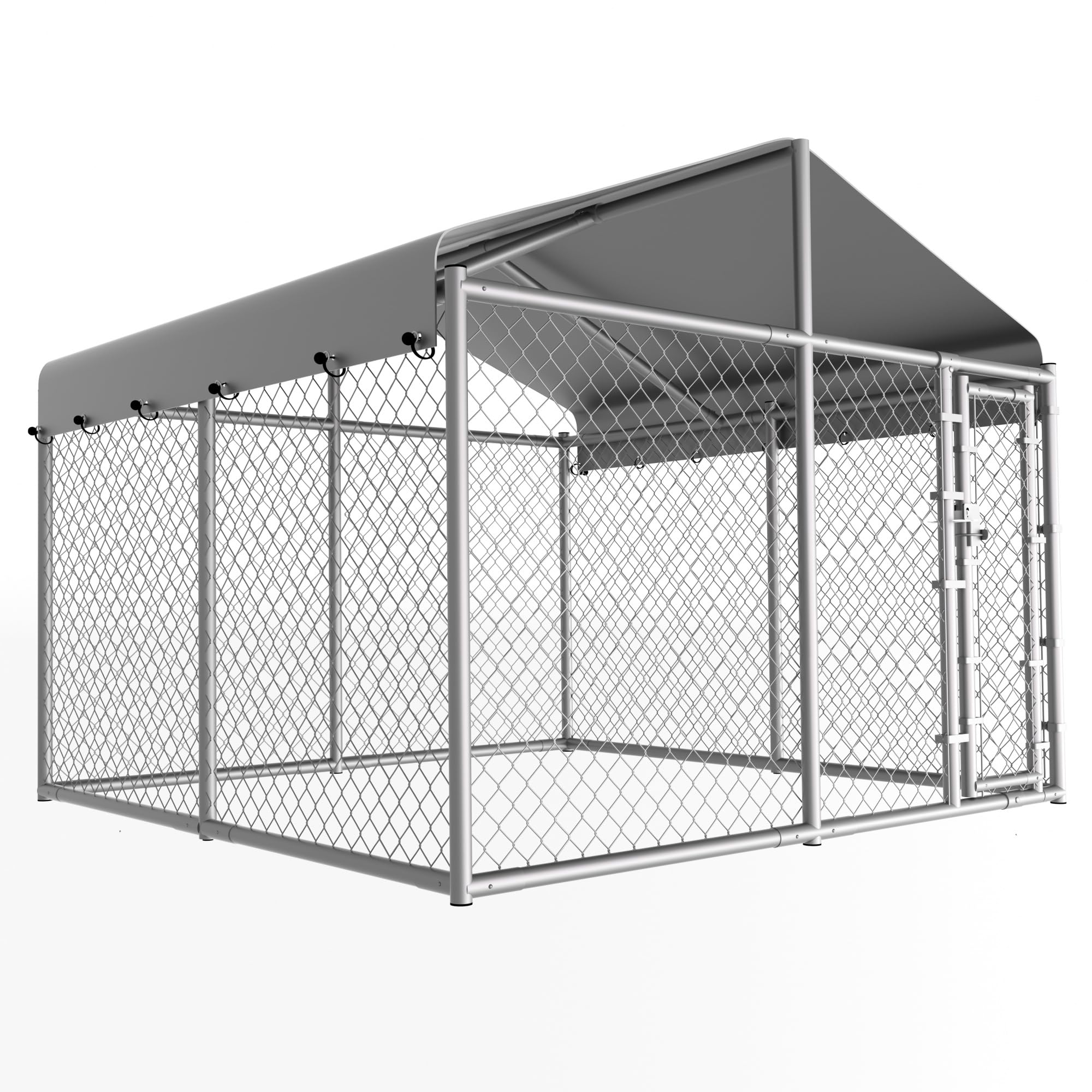 10x10x6ft Heavy Duty Outdoor Dog Kennel with Roof - Galvanized Steel Chain Link Large Dog Run Pen for Backyard, Pet Playpen & Enclosure - Perfect for Large Breed Dogs, Puppies & Multiple Pets
