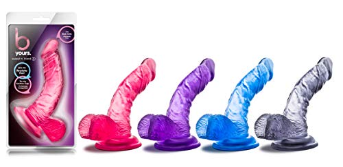 Blush Novelties B Yours Sweet n' Hard 8.6 Inch Realistic Curved Dildo with Suction Cup - Soft Body-Safe Silicone Adult Toy for Couples & Solo Play - Harness Compatible, Easy to Clean - Purple - Perfect for Bedroom Fun & BDSM Exploration