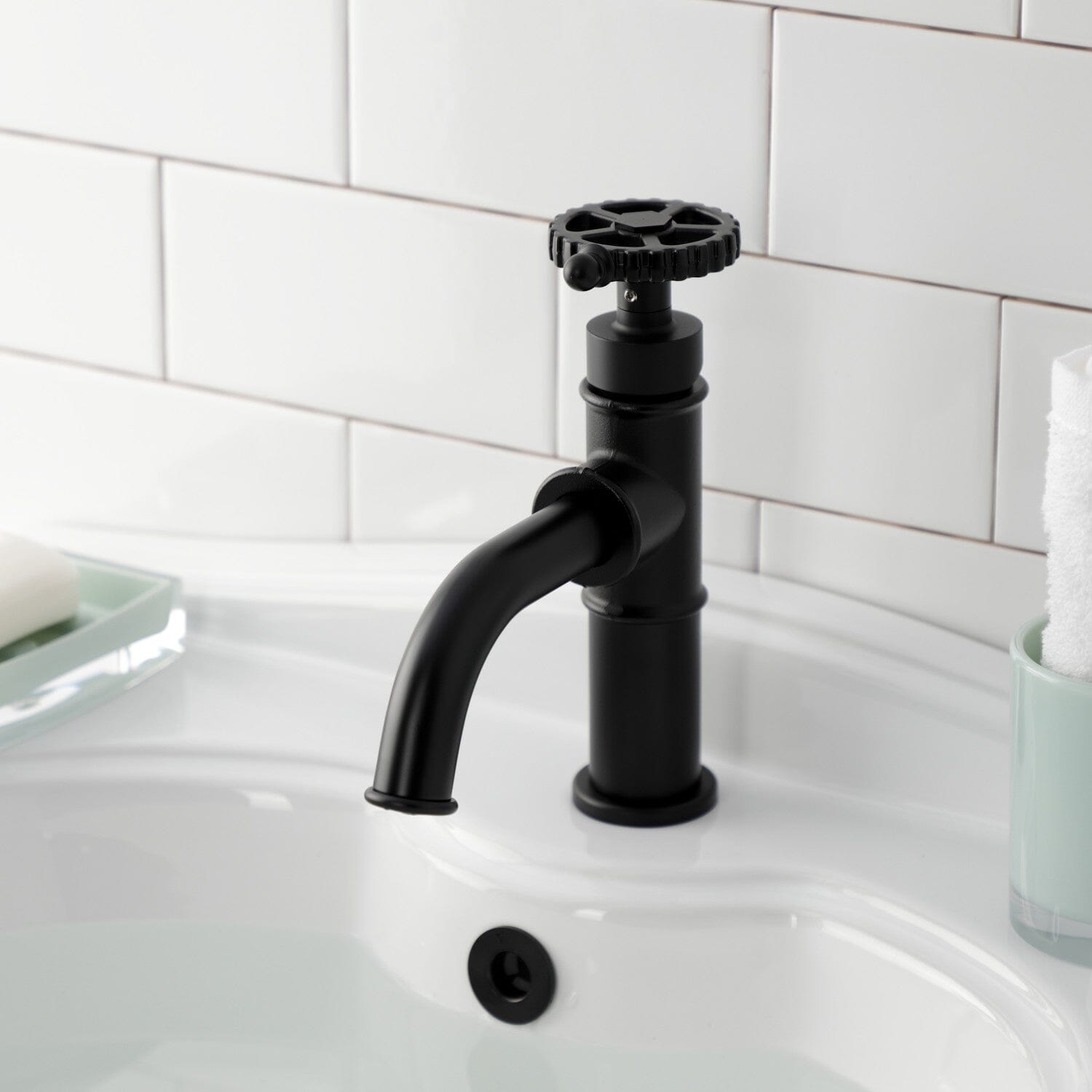 Fuller One Handle Single Hole Bathroom Faucet with Push Pop-Up Drain - Modern Water-Saving Design for Sink, Vanity, and Powder Room Installation