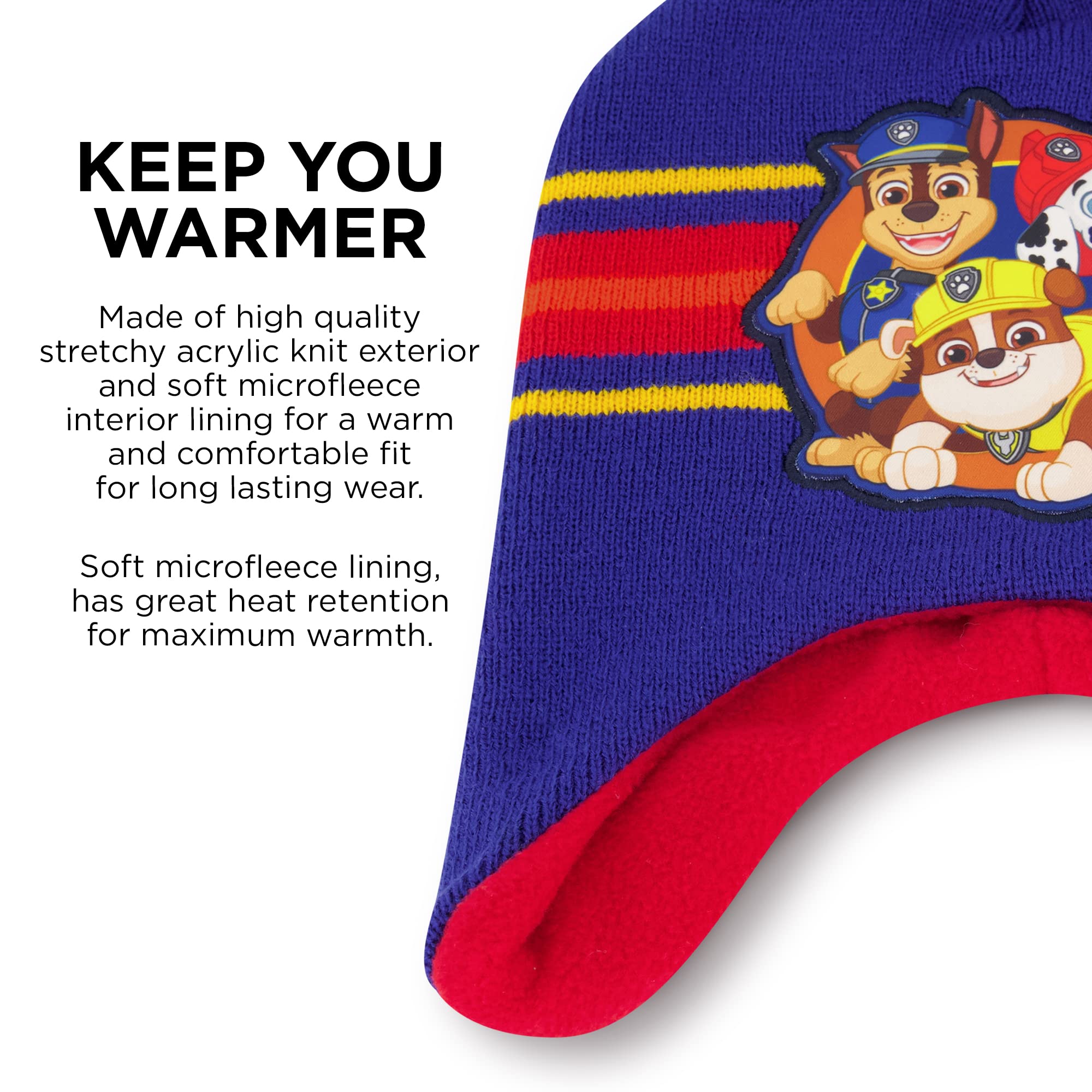 Paw Patrol Winter Hat & Mittens Set for Toddlers Age 2-4, Insulated Ski Mittens, Knit Beanie, Perfect for Snow Play, Outdoor Adventures, and Cold Weather Activities