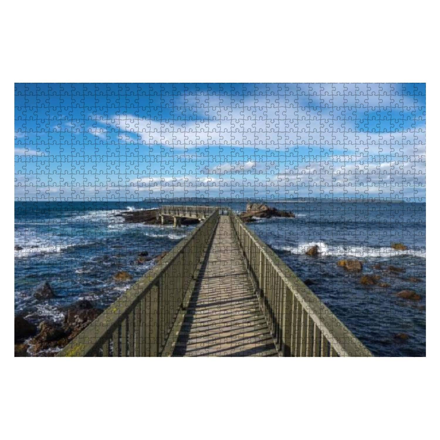 1000-Piece Wooden Jigsaw Puzzle - Ballycastle Beach Northern Ireland Landscape with Wooden Bridge - Educational & Stress-Relief Toy for Adults and Kids - Perfect for Family Game Nights, Classroom Activities, and Relaxation Therapy