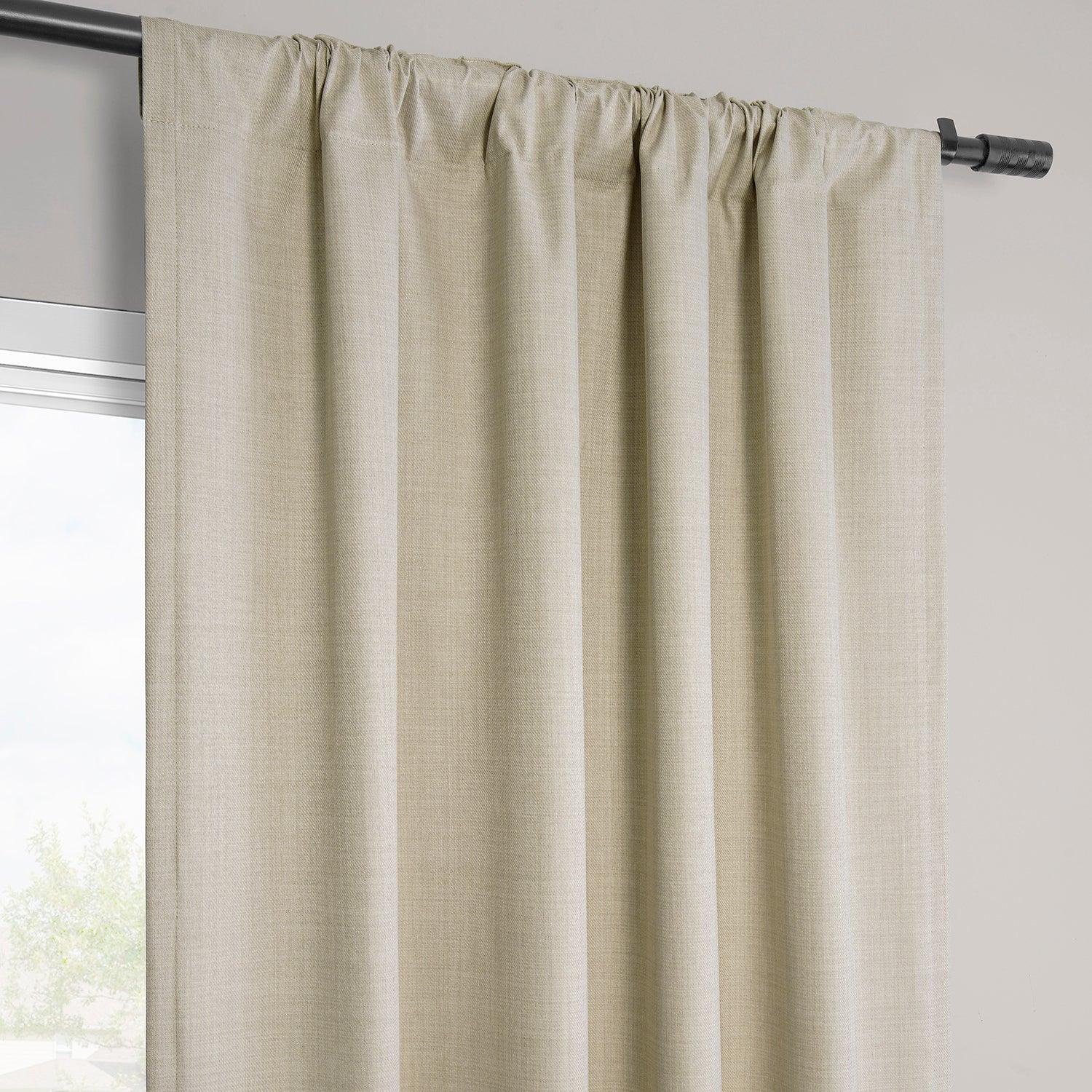 Beige Vienna Basic Linen Blackout Curtains - 2 Panels Set for Bedroom & Living Room - Thermal Insulated Light Blocking Drapes for Home Decor