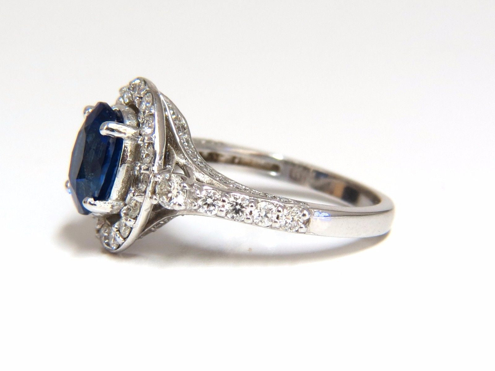 GIA Certified 3.38 Carat Natural Royal Blue Sapphire Ring with Halo Cluster - Perfect for Engagement, Anniversary & Special Occasion Jewelry Gifts