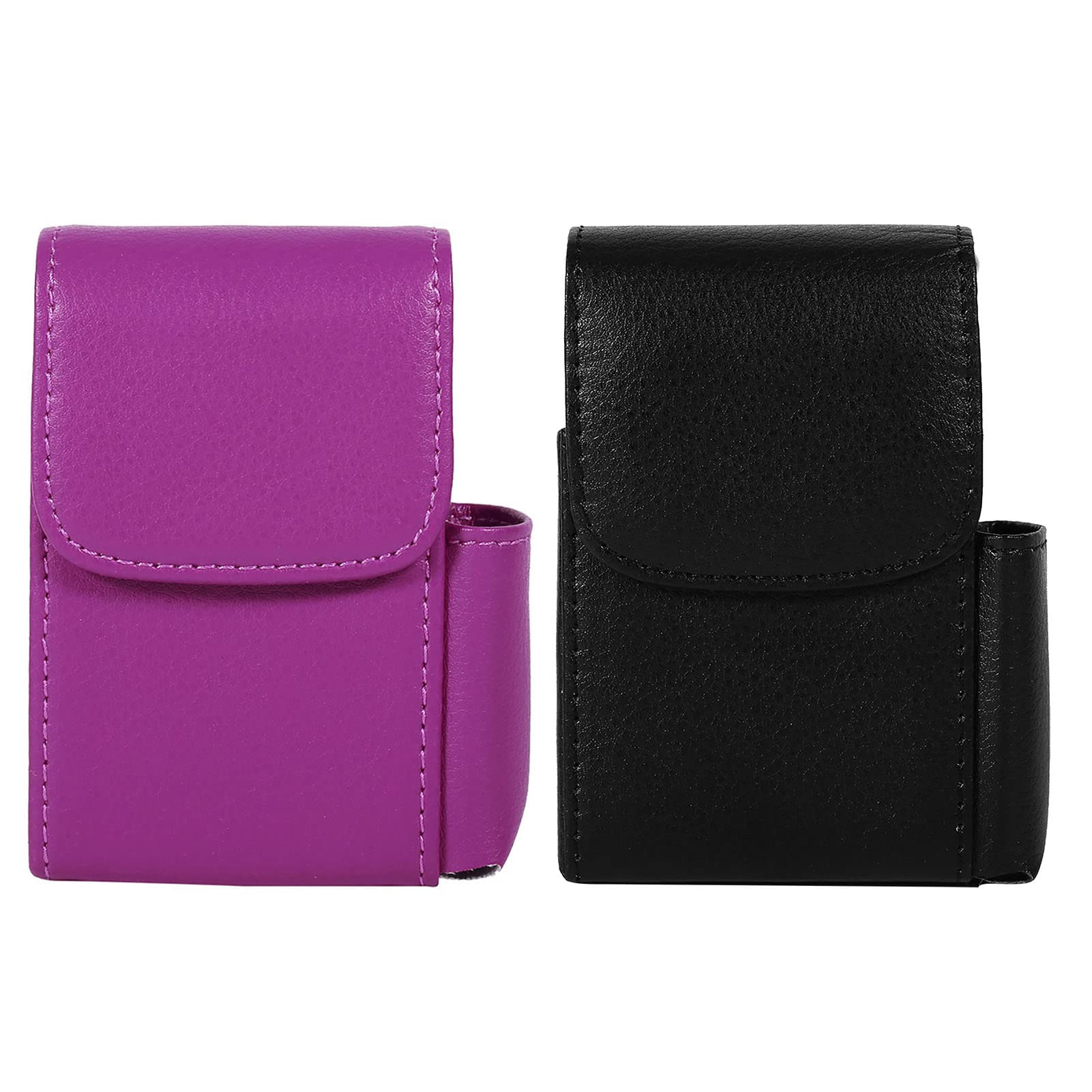 Premium PU Leather Cigarette Case - Slim Cigarette Storage Holder with Lighter Pocket | Compact Tobacco Pouch for Men & Women (Black) | Perfect for Travel, Outdoor Activities & Everyday Carry