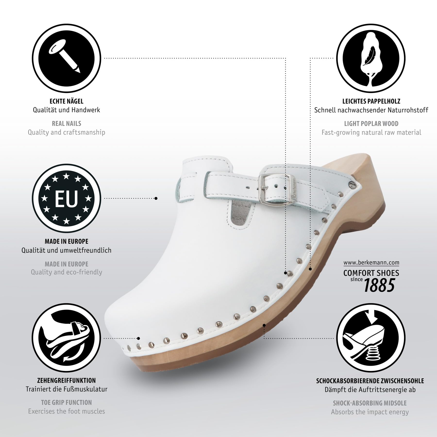 Berkemann Men's Comfortable Slip-Resistant Clogs - Perfect for Nurses, Chefs & Healthcare Workers | Non-Slip Kitchen & Medical Shoes for All-Day Wear
