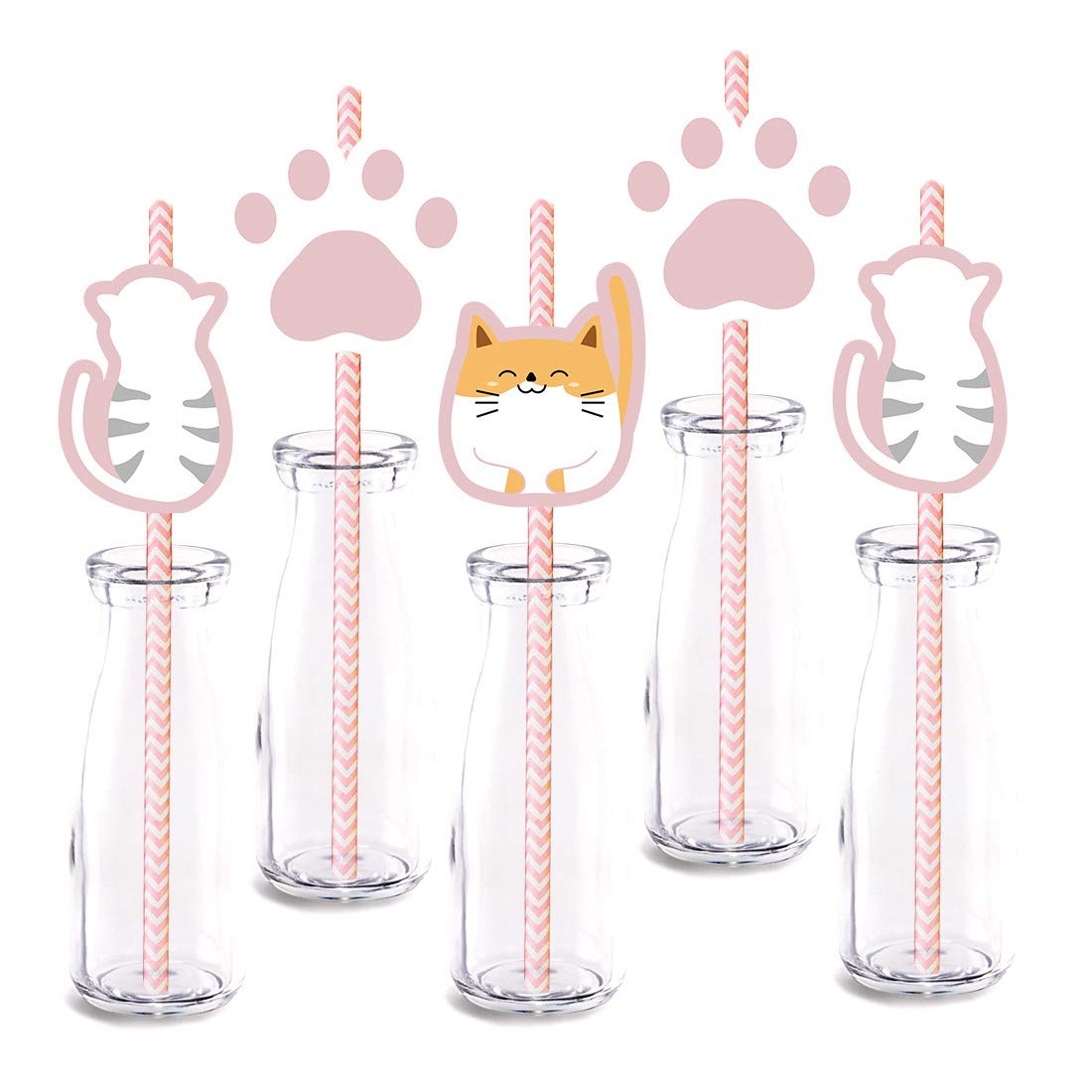 24-Pack Cat-Themed Party Straws - Cute Decorative Drinking Straws for Baby Showers, Birthday Parties & Celebrations - Perfect for Themed Events, DIY Crafts & Fun Gatherings