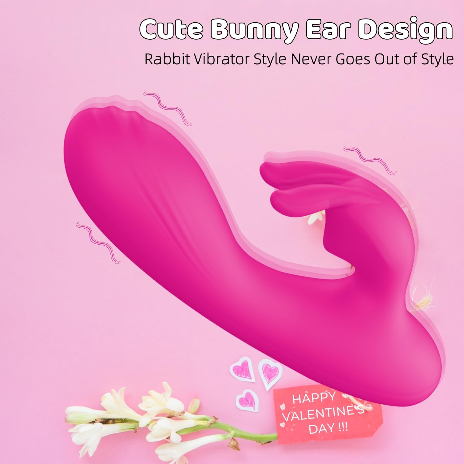Rabbit Vibrator for Women - Dual Stimulation Clitoral & G-Spot Vibrator, Waterproof Rechargeable Silicone Adult Toy - Perfect for Solo Play & Couples Intimacy (Red)