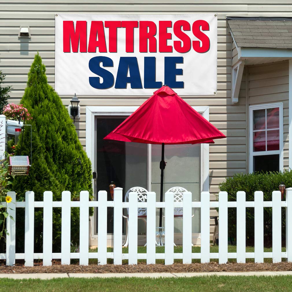 Vinyl Banner for Mattress Sale Business - Weatherproof Outdoor Yard Sign with 10 Grommets (60x144 Inches) - Perfect for Retail Promotions, Storefront Displays & Industrial Advertising