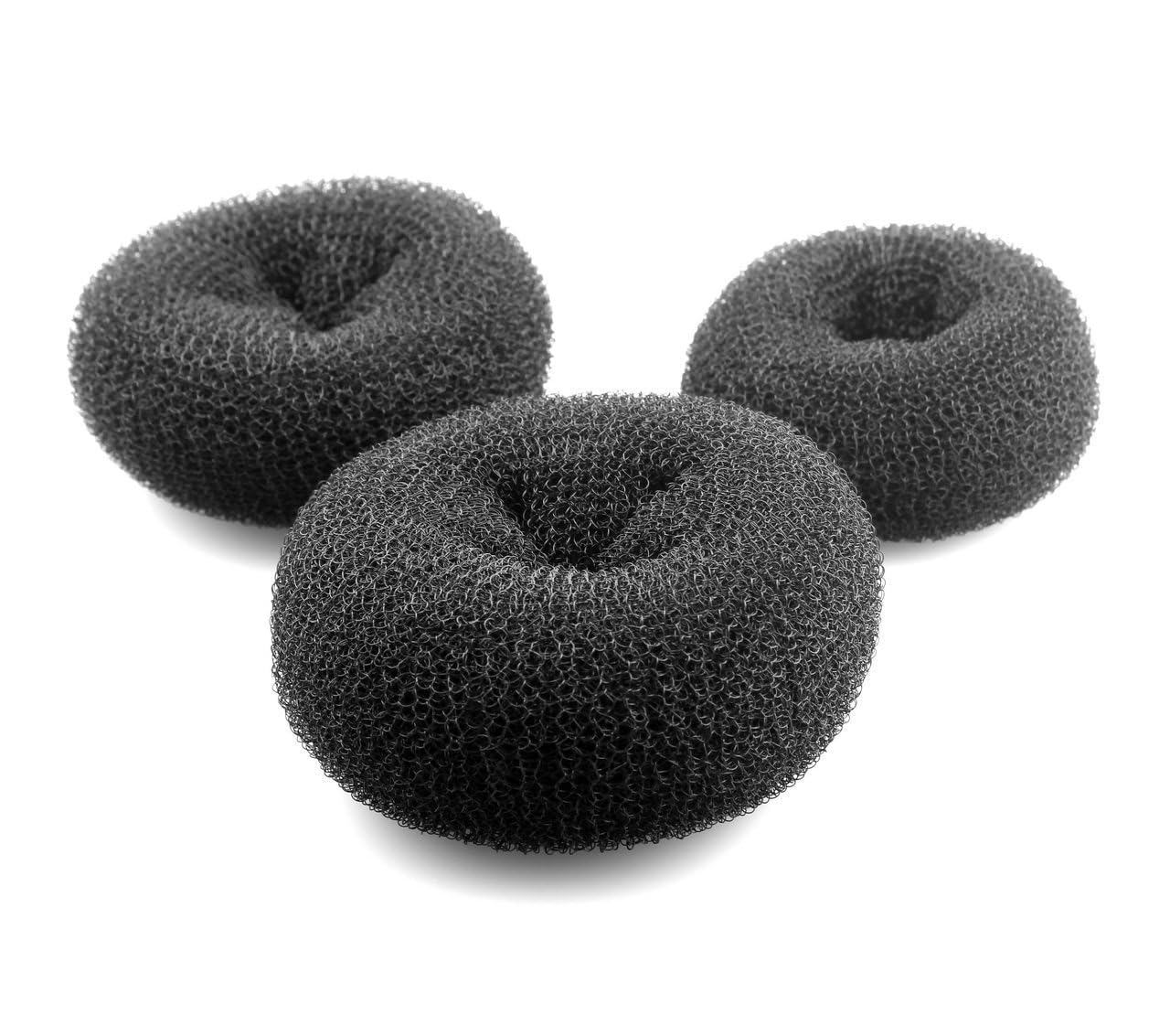 30 Pack U-Shaped Hair Pins with 3 Sizes Donut Bun Maker - 6.5cm Metal Bobby Pins & Hair Donut for Women - Salon Quality Hair Accessories (Black) | Perfect for Updos, Buns, Braids & Wedding Hairstyles