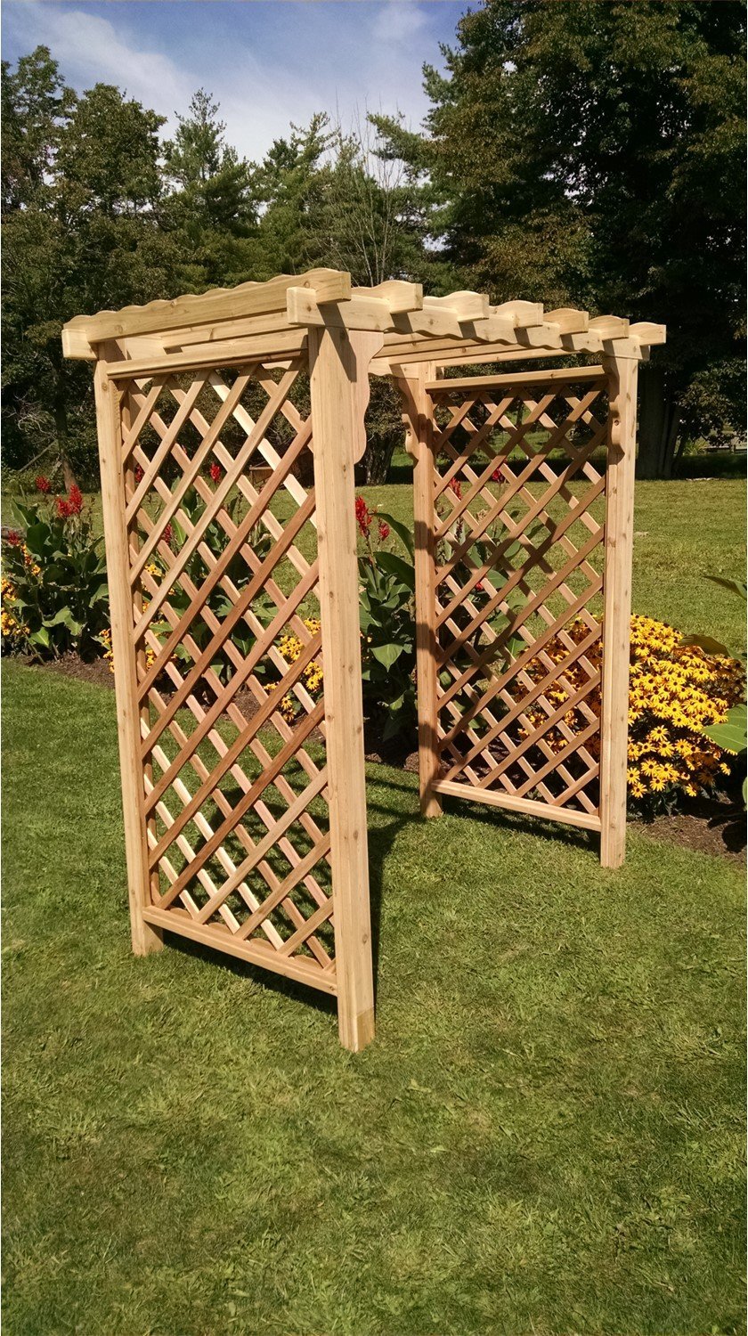 Amish Handcrafted Cedar Wood Covington Arbor - Rustic Outdoor Garden Arch for Weddings, Backyard Decor & Vine Support