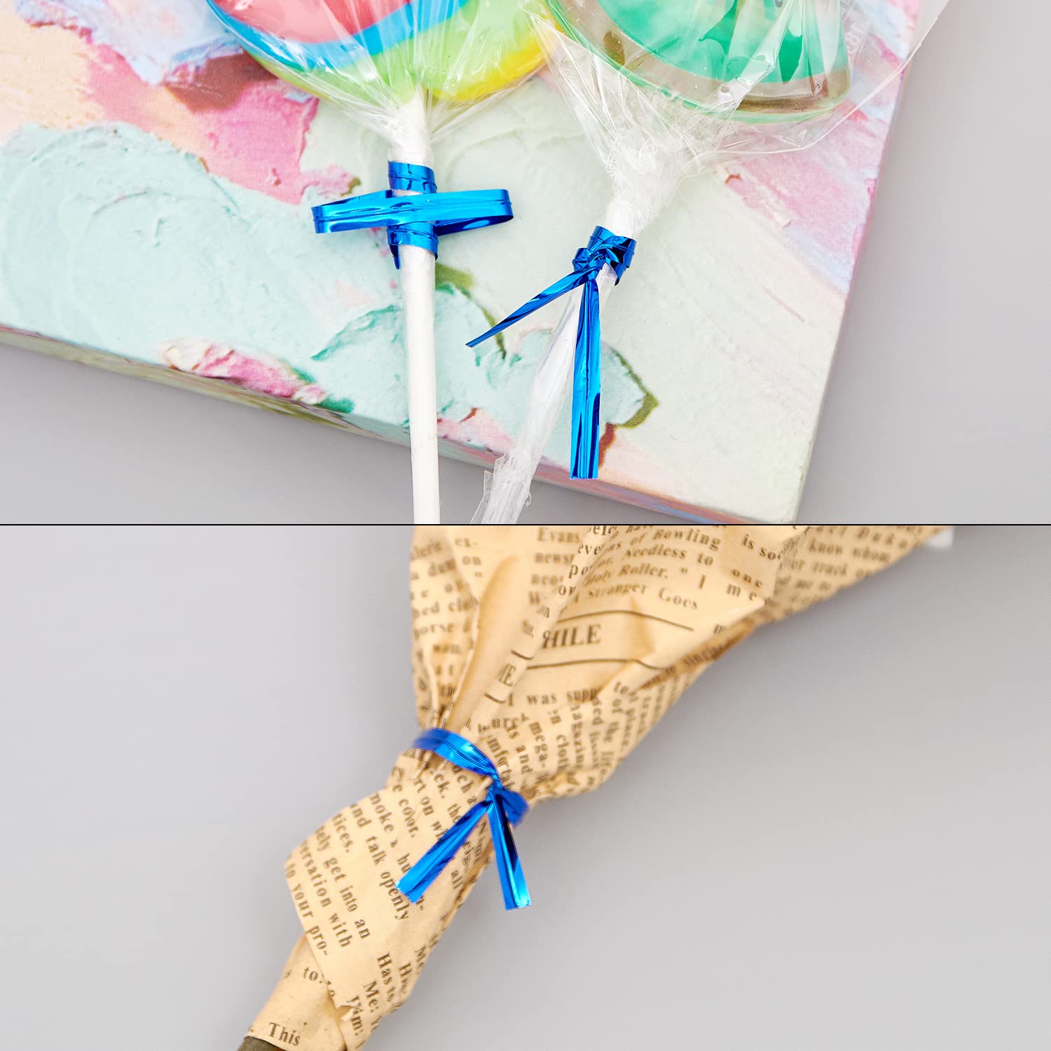 800pcs 4 Inch Metallic Twist Ties Blue - Bulk Pack for Bakery, Candy Bags, Coffee Bags, Goodie Bags - Perfect for Gift Wrapping, Food Packaging, and DIY Crafts