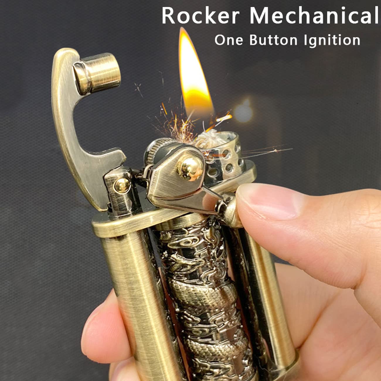 Antique Brass Kerosene Lighter - Waterproof for Camping, Hiking & Survival