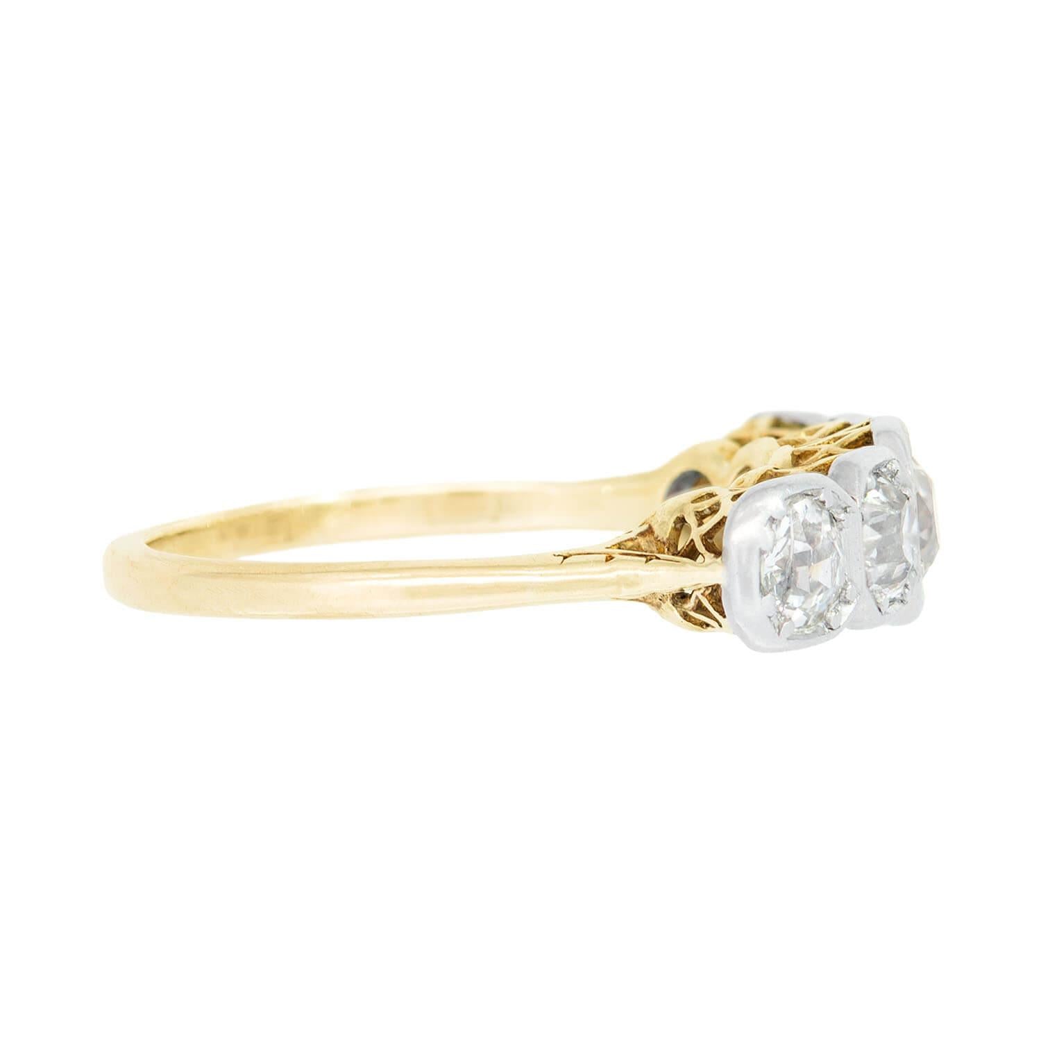 Edwardian 18k Gold & Platinum 5 Stone Diamond Engagement Ring - Vintage Wedding Band for Brides & Proposal Gifts