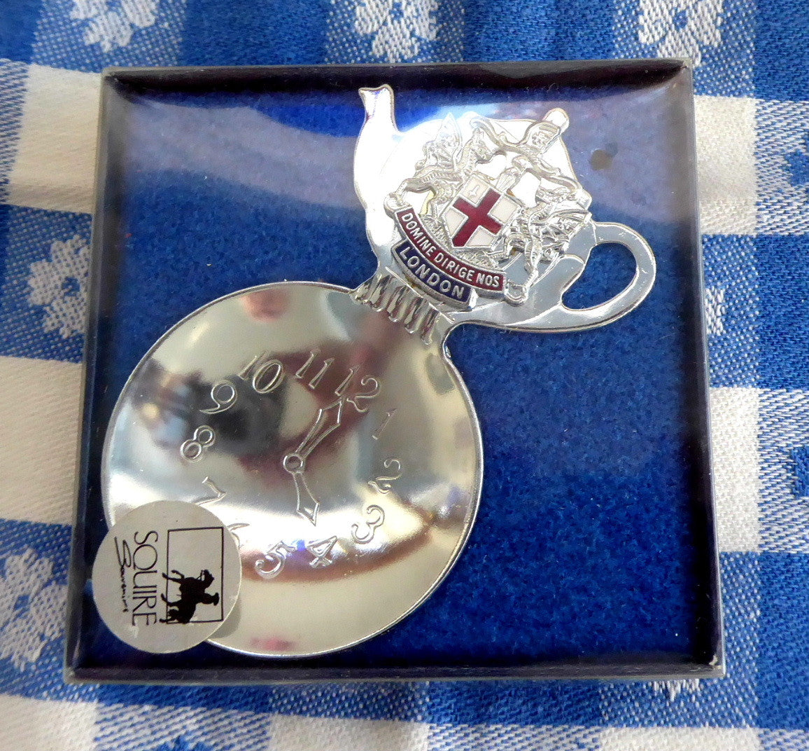 Antique Style Boxed Tea Caddy Spoon - 4 O'Clock Tea Bowl & Teapot Finial - London England Souvenir Gift for Afternoon Tea Lovers