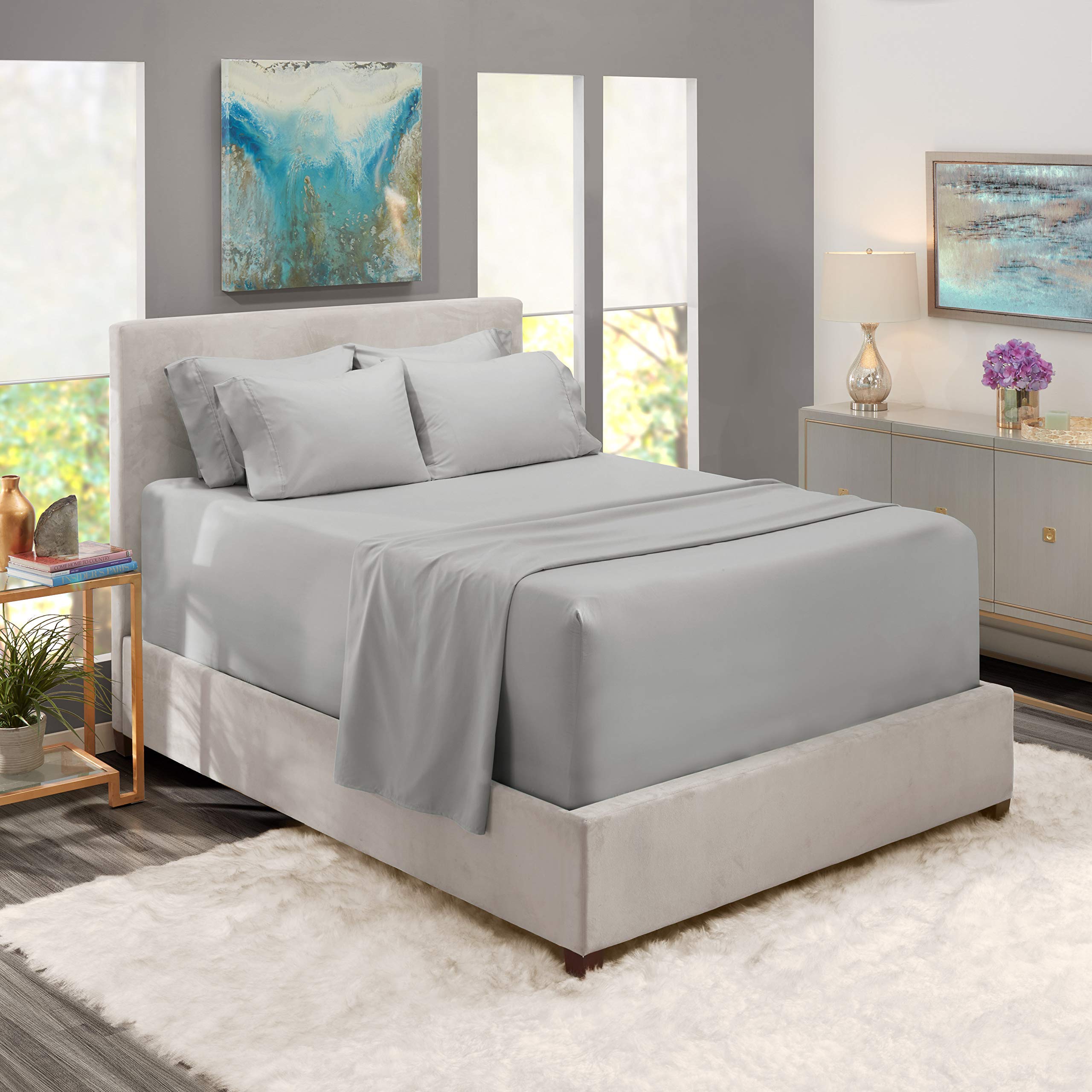 Luxury 800 Thread Count 100% Cotton 6-Piece Bed Sheet Set - Super Soft Sateen Weave Deep Pocket (15