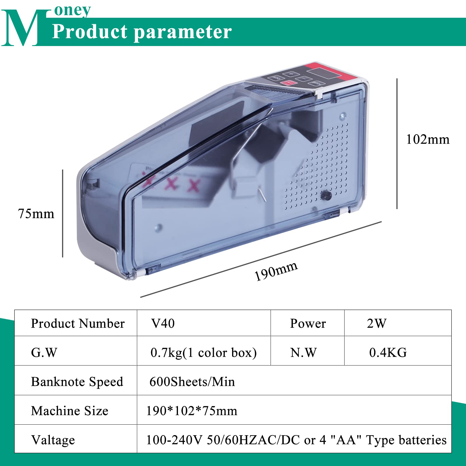 Portable Money Counter Machine - Mini Bill Counter for Cash Counting | Fast & Accurate Currency Counting | Perfect for Banks, Retail Stores & Small Businesses