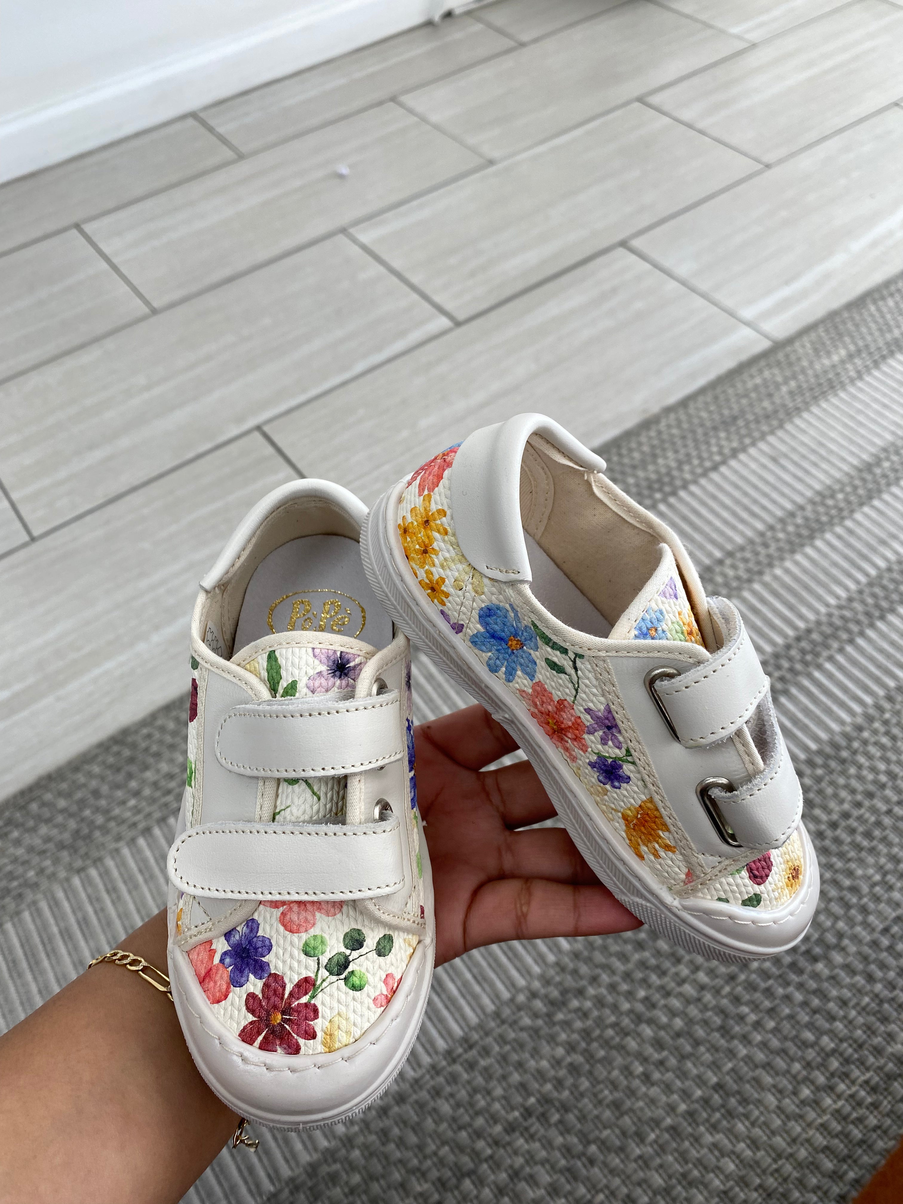 Pepe Multi Floral Velcro Sneakers for Women - Comfortable Slip-On Walking Shoes with Breathable Mesh & Non-Slip Sole - Perfect for Casual Outfits, Walking, Travel & Daily Wear