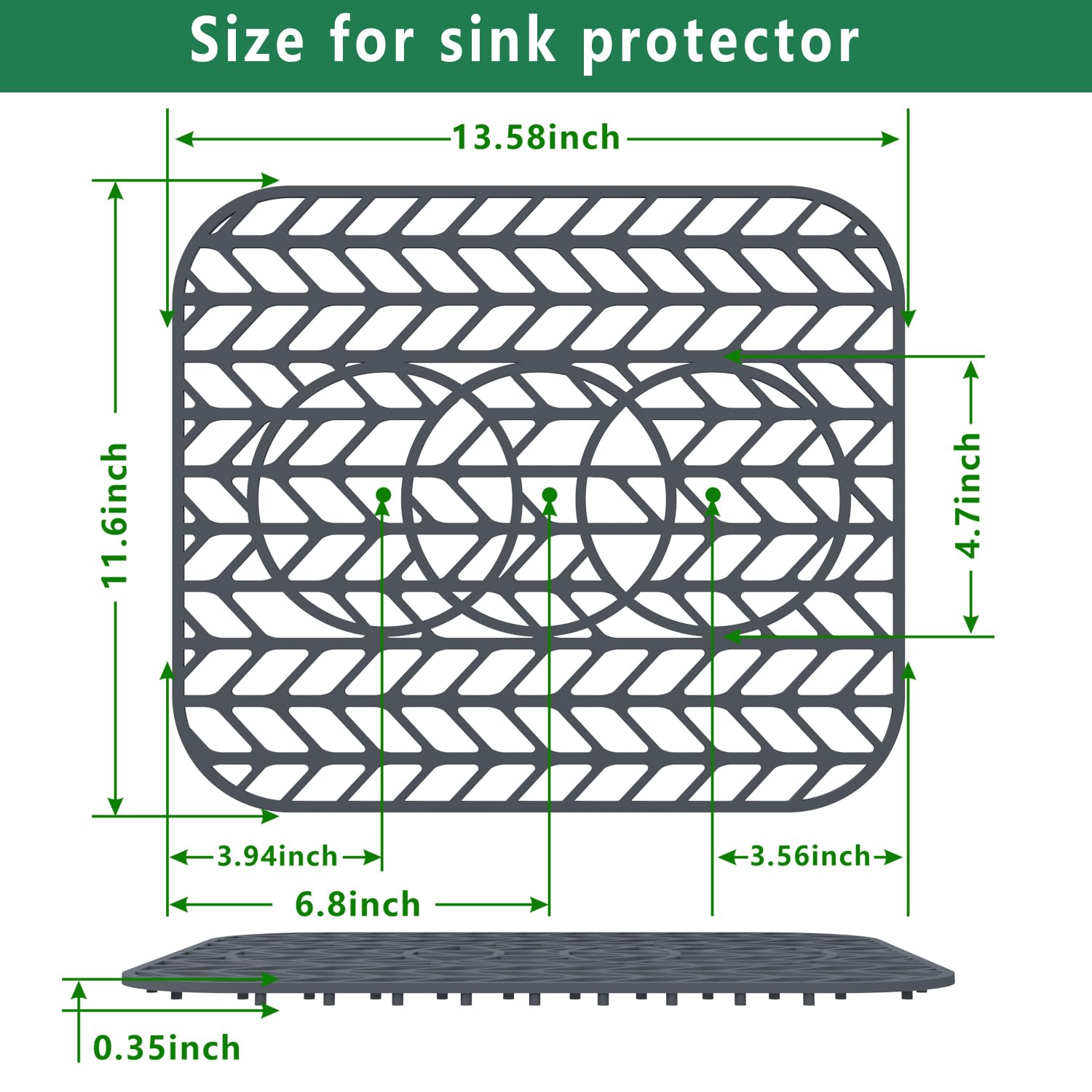 GUUKIN Non-Slip Silicone Sink Protector Mat - 13 5/8