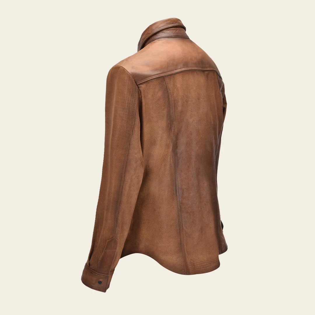 Cuadra Honey Casual Fashion Lambskin Blouson Shirt for Men - Premium Leather Jacket with Stylish Design - Perfect for Casual Outings, Date Nights & Fall Layering