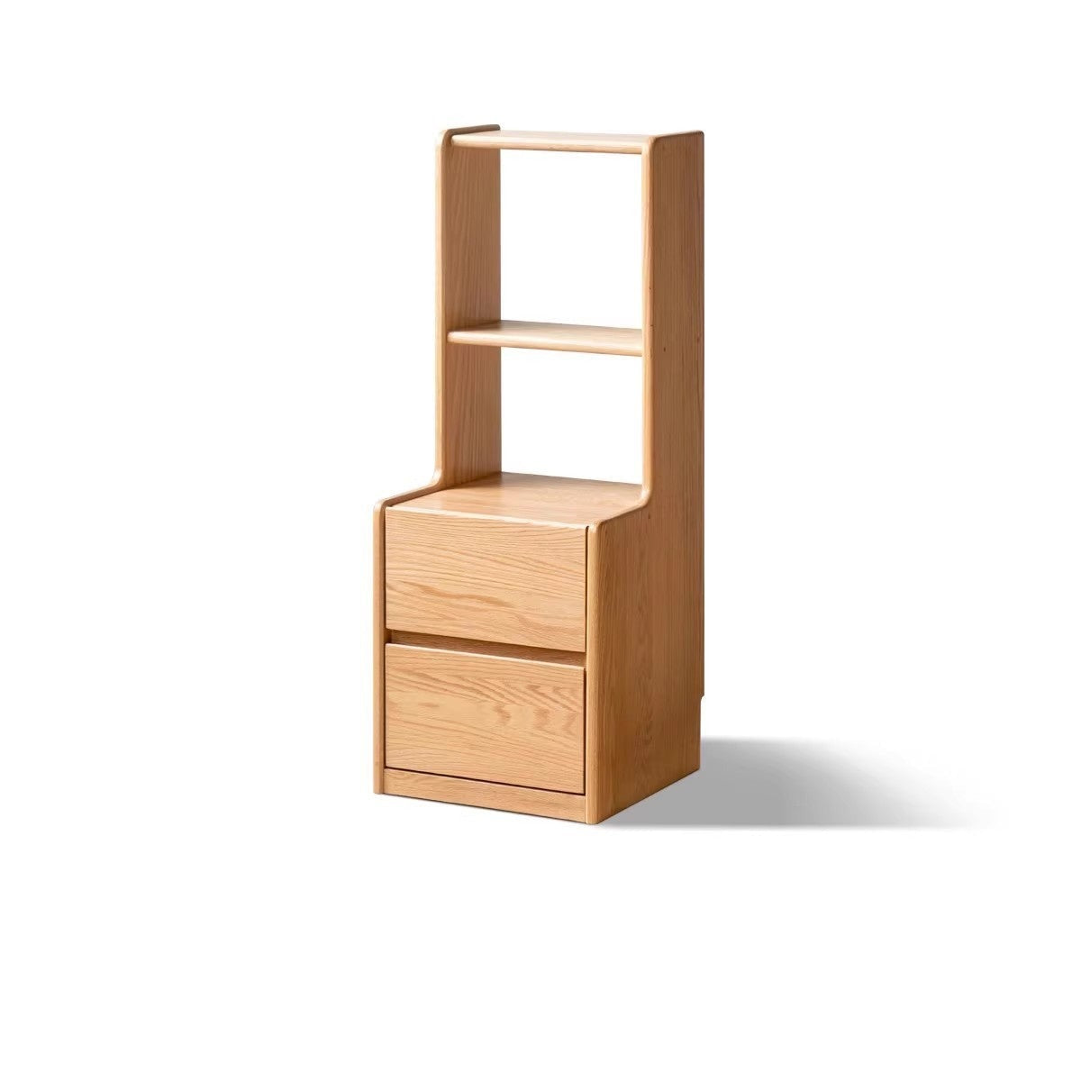 Solid Oak Wood Multifunctional Nightstand with High Section - Perfect for Bedroom, Living Room, and Home Office Storage