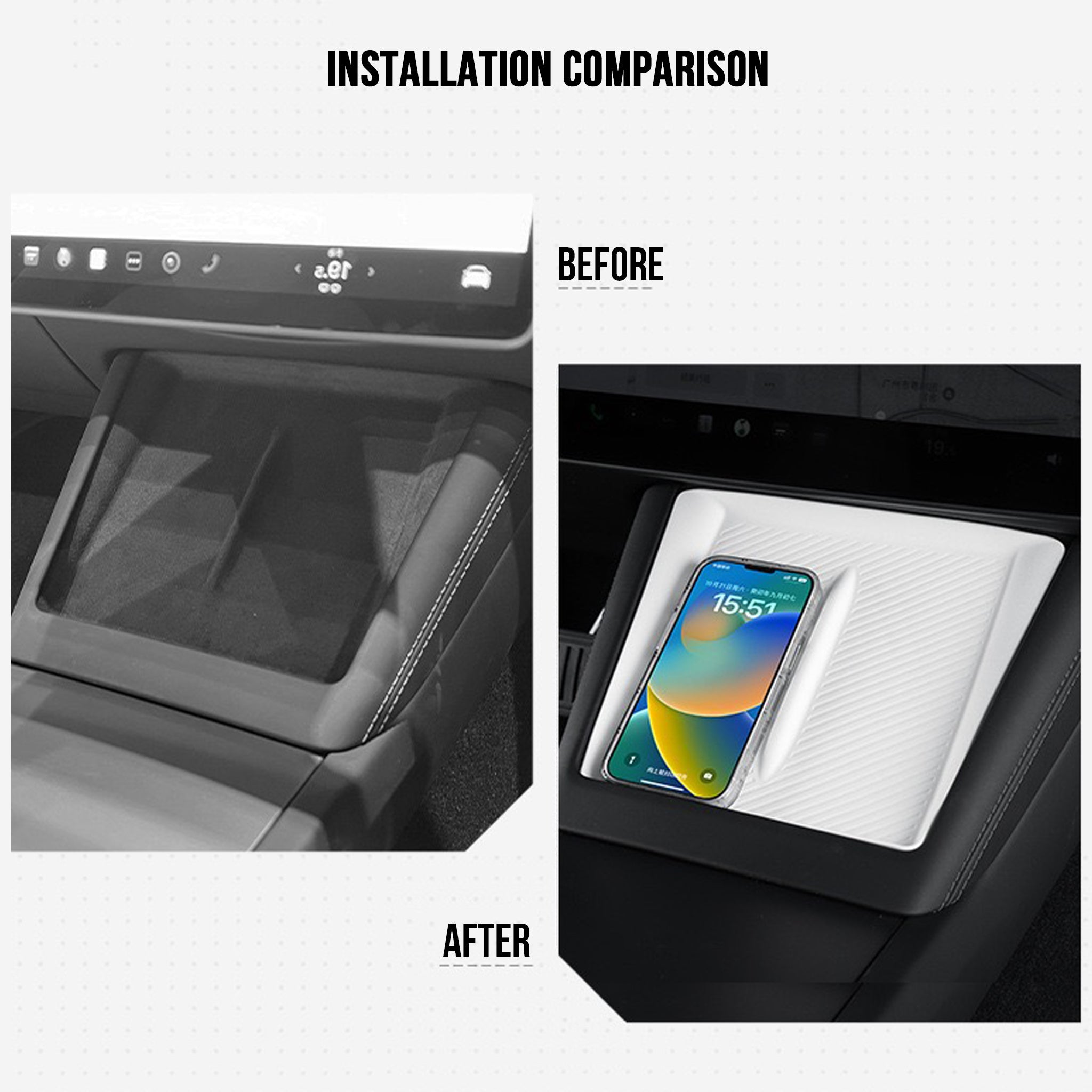 Premium Silicone Anti-Slip Dock Liners for Tesla Model 3 & Model Y (2025+) - Non-Slip Charging Pad Protector & Phone Holder for Safe Driving & Organized Car Interior