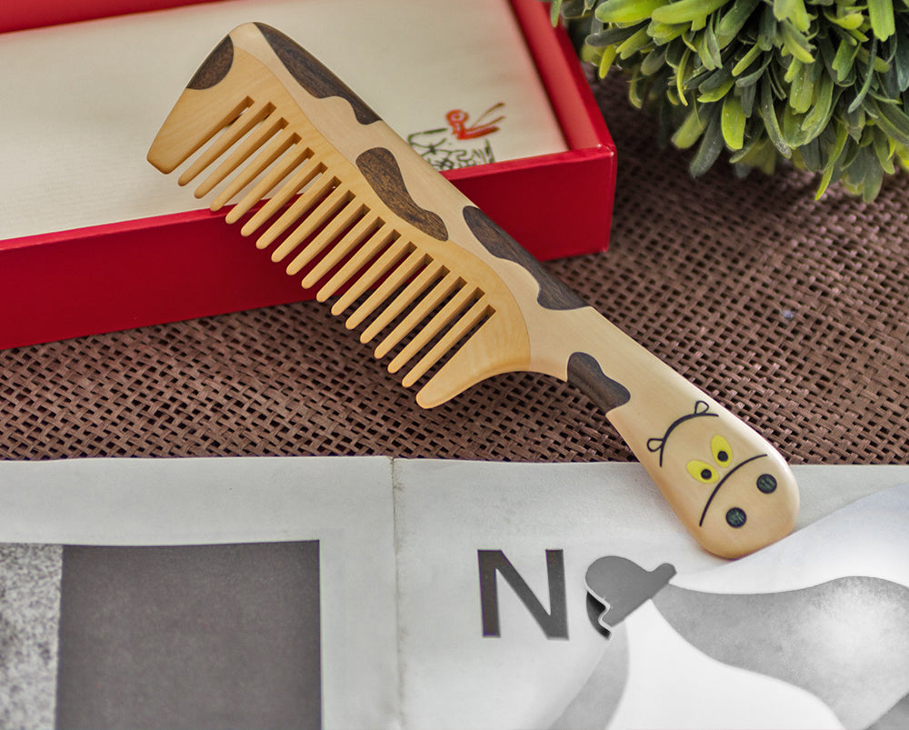 Premium Cow Bone Wooden Comb for Men & Women - Natural Hair Care, Detangling & Styling - Perfect for Daily Use, Travel & Salon Styling