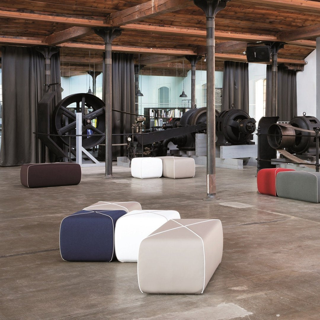 Square Crossed Pouf Ottoman - Stylish Footrest & Seating for Living Room, Bedroom, or Outdoor Patio