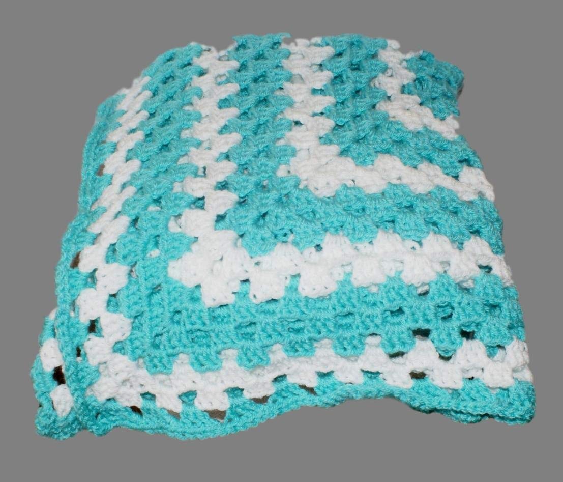 Handmade Crochet Baby Afghan Blanket - Soft Turquoise Granny Square Quilt for Crib Cover | Perfect for Nursery, Baby Shower Gift & Cozy Newborn Photography Props