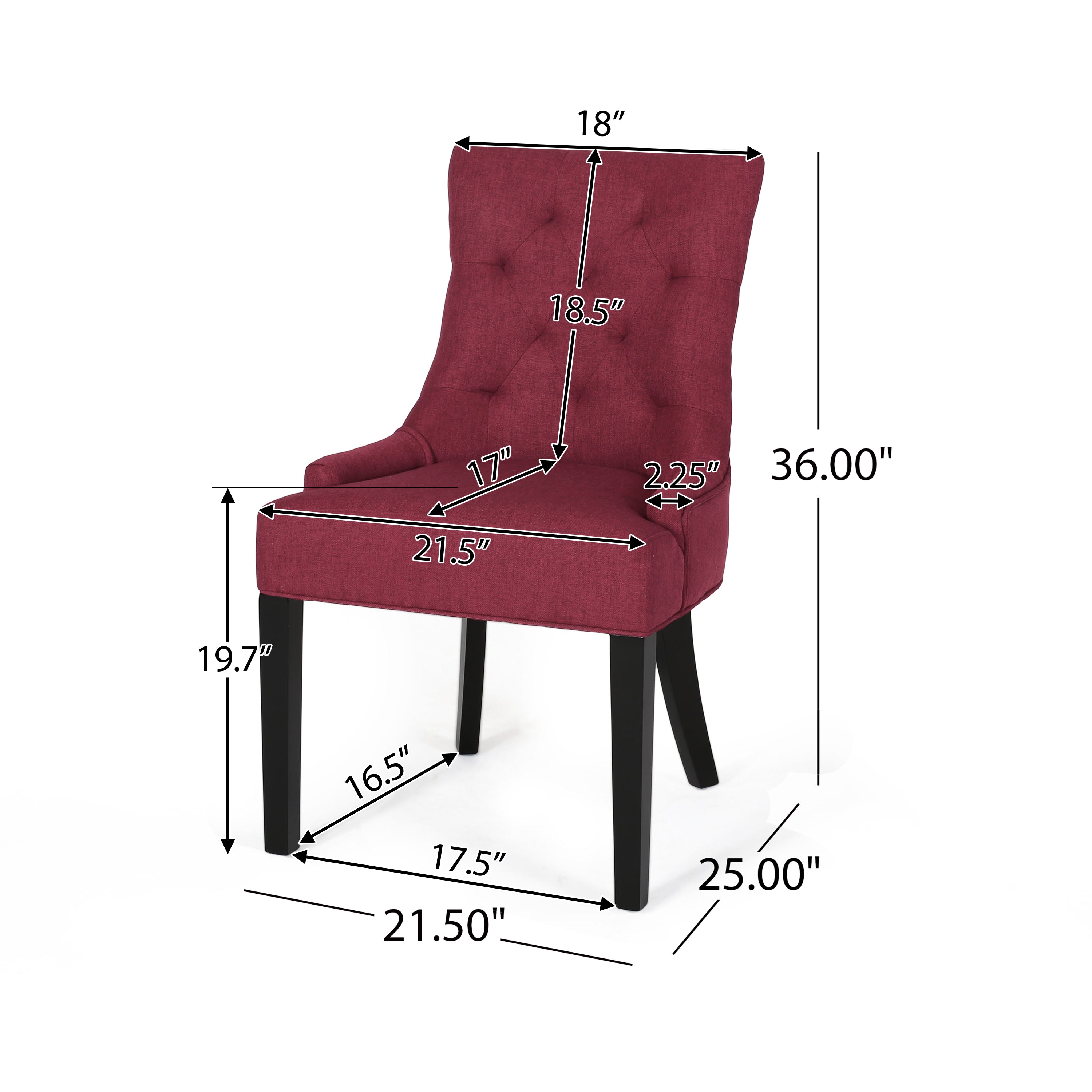 Premium Cheney Modern Dining Chairs (Set of 2) - Mid-Century Style Wooden Kitchen Chairs with Upholstered Seat - Perfect for Dining Room, Kitchen, and Home Office Decor