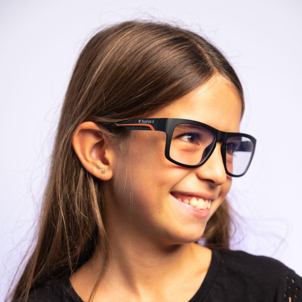 Horus X Blue Light Blocking Glasses for Kids - Anti Eye Strain Computer Glasses for Boys & Girls | Clear Lens | Perfect for Online Classes, Gaming & Screen Time Protection