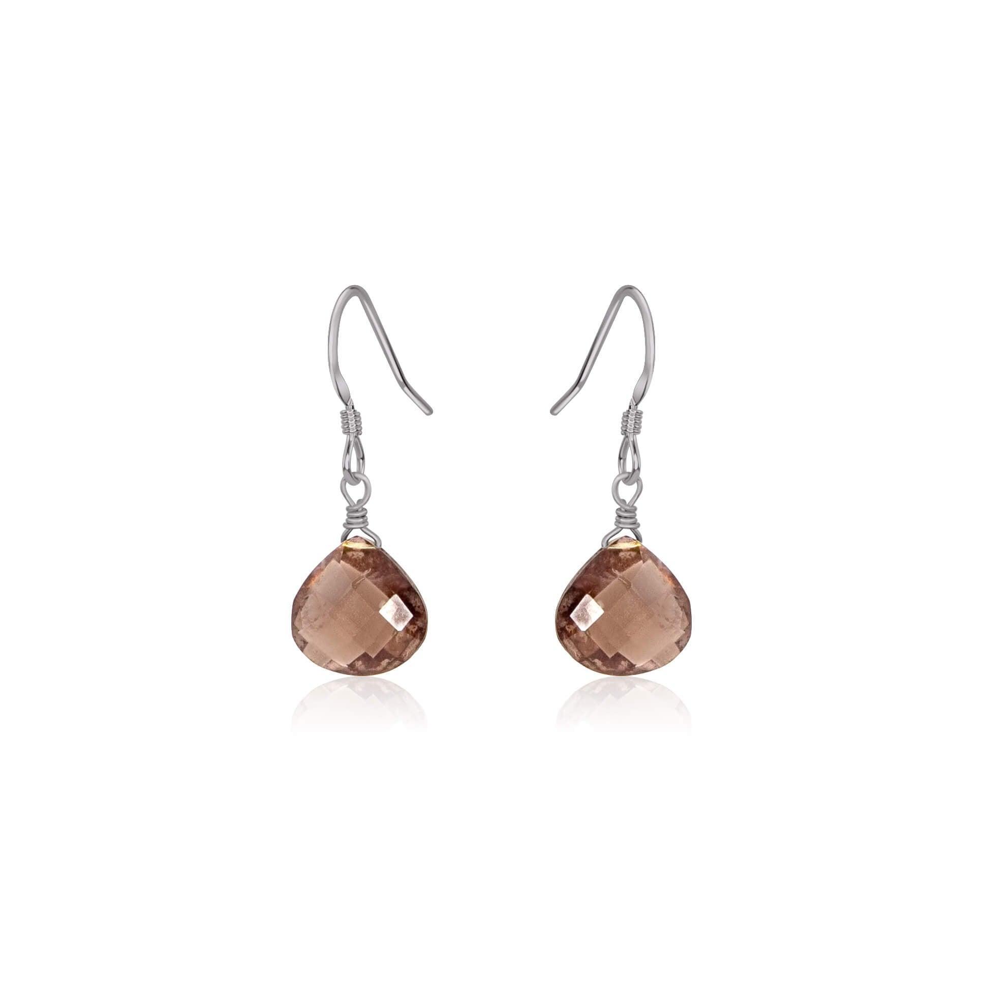 Smoky Quartz Teardrop Dangle Earrings for Women - Natural Gemstone Jewelry - Boho Chic Accessories for Party, Wedding & Everyday Wear