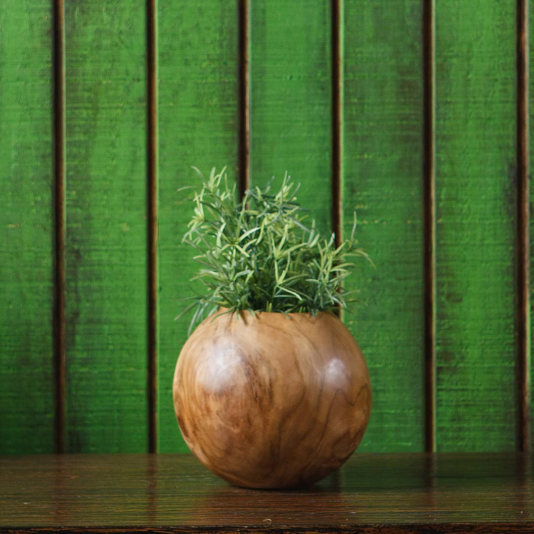 Handcrafted Teak Wood Ball Planter - Elegant Home & Garden Decor for Indoor Plants, Succulents, and Small Flowers