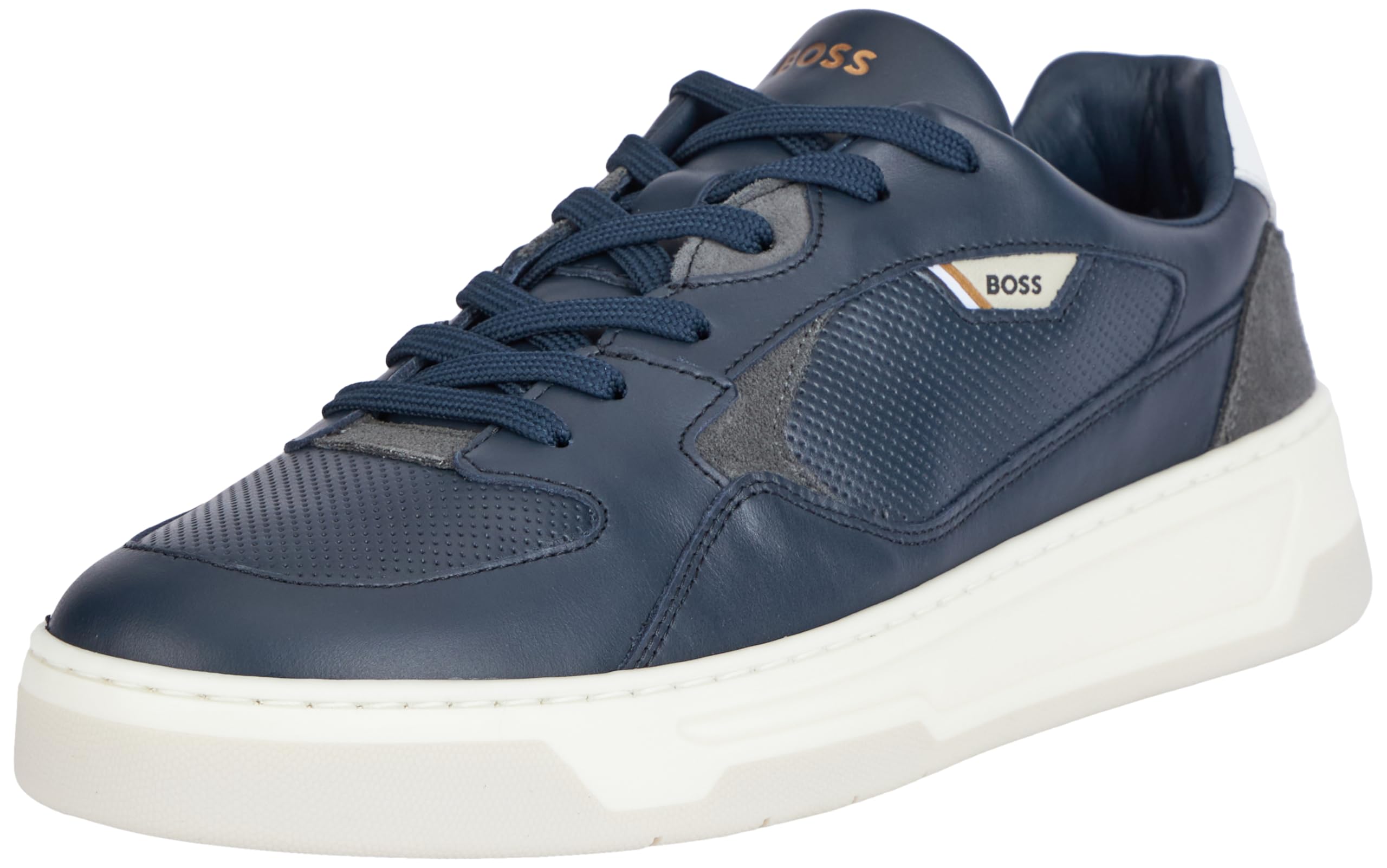 BOSS Men's Baltimore Leather & Mesh Tennis Shoes with Stacked Heel - Perfect for Casual Wear, Work & Outdoor Activities