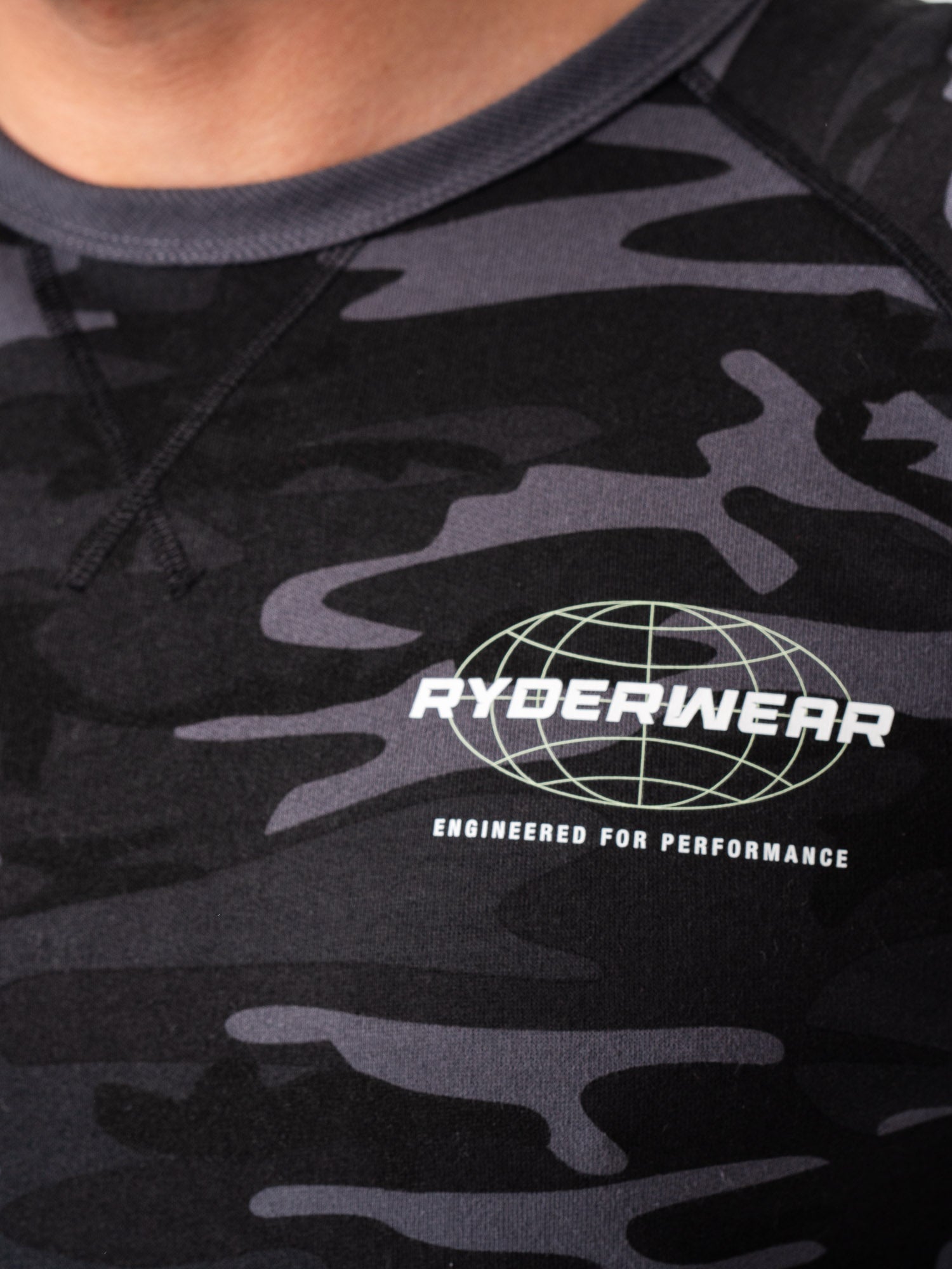 Energy Crew Neck T-Shirt - Black Camo Print | Men's Casual Streetwear Tee for Gym, Workout & Everyday Wear