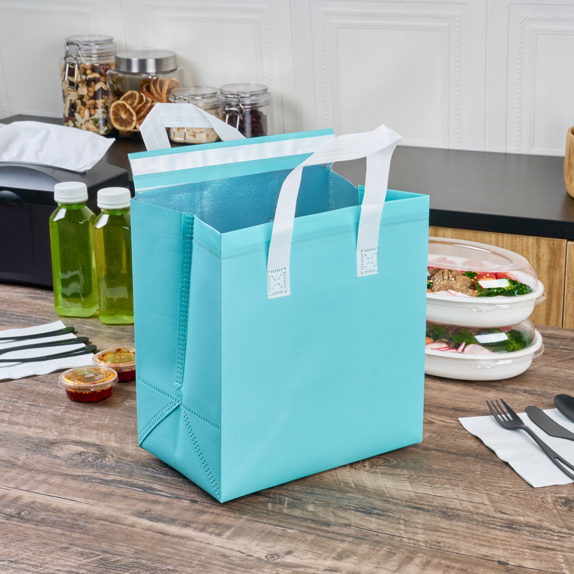 Premium Insulated Take Out Bags - Tamper Evident Food Delivery Bags (9.5