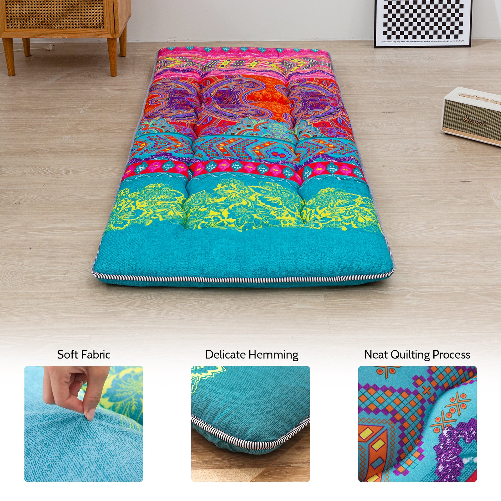 MAXYOYO Japanese Style Cot Futon Mattress - Foldable Floor Mattress, Tatami Mat & Bohemian Bed for Guest Room, Yoga, Meditation & Camping