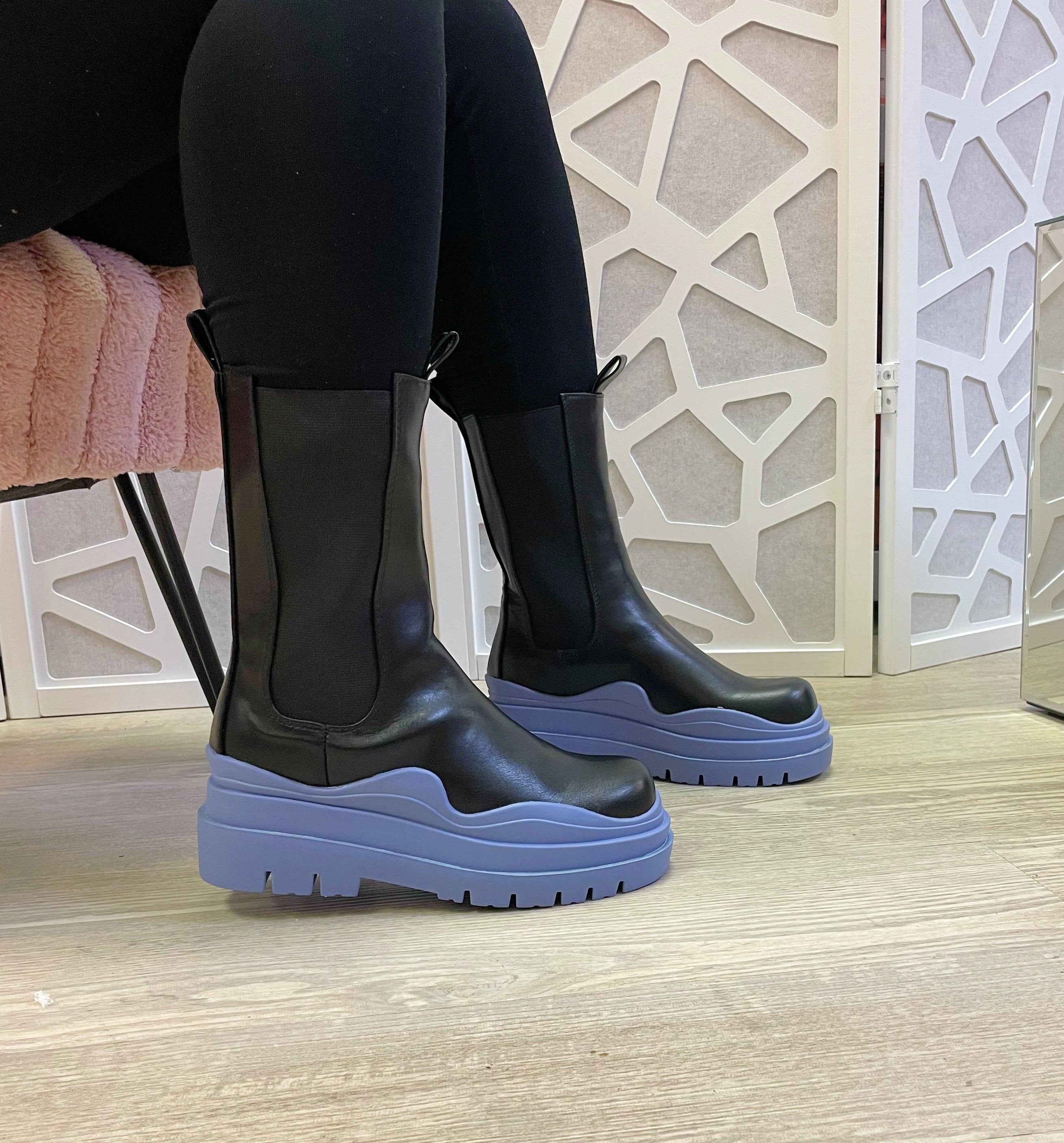Blue Booties for Women - Soft & Warm Winter Slippers with Non-Slip Sole | Cozy House Shoes for Indoor Comfort, Perfect Gift for Her | Home, Office, Lounge Wear