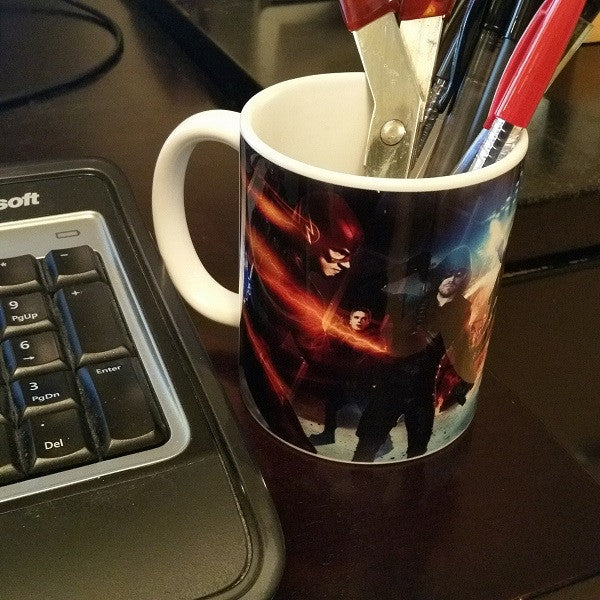 DC Comics Arrow & Flash TV Super Hero Fight Club Coffee Mug Pen Holder - Perfect for Office Desk, Gift for Comic Fans & Collectors