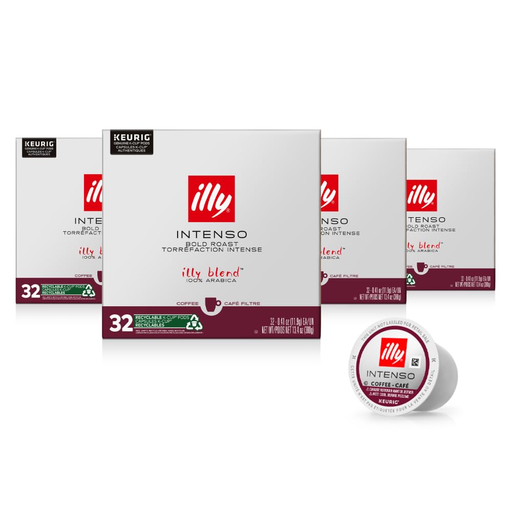 Illy Intenso Dark Roast Coffee K-Cups - 100% Arabica Coffee Pods for Keurig Machines | Rich, Robust Flavor | All-Natural, No Preservatives | 128 Count | Perfect for Home & Office Coffee Breaks