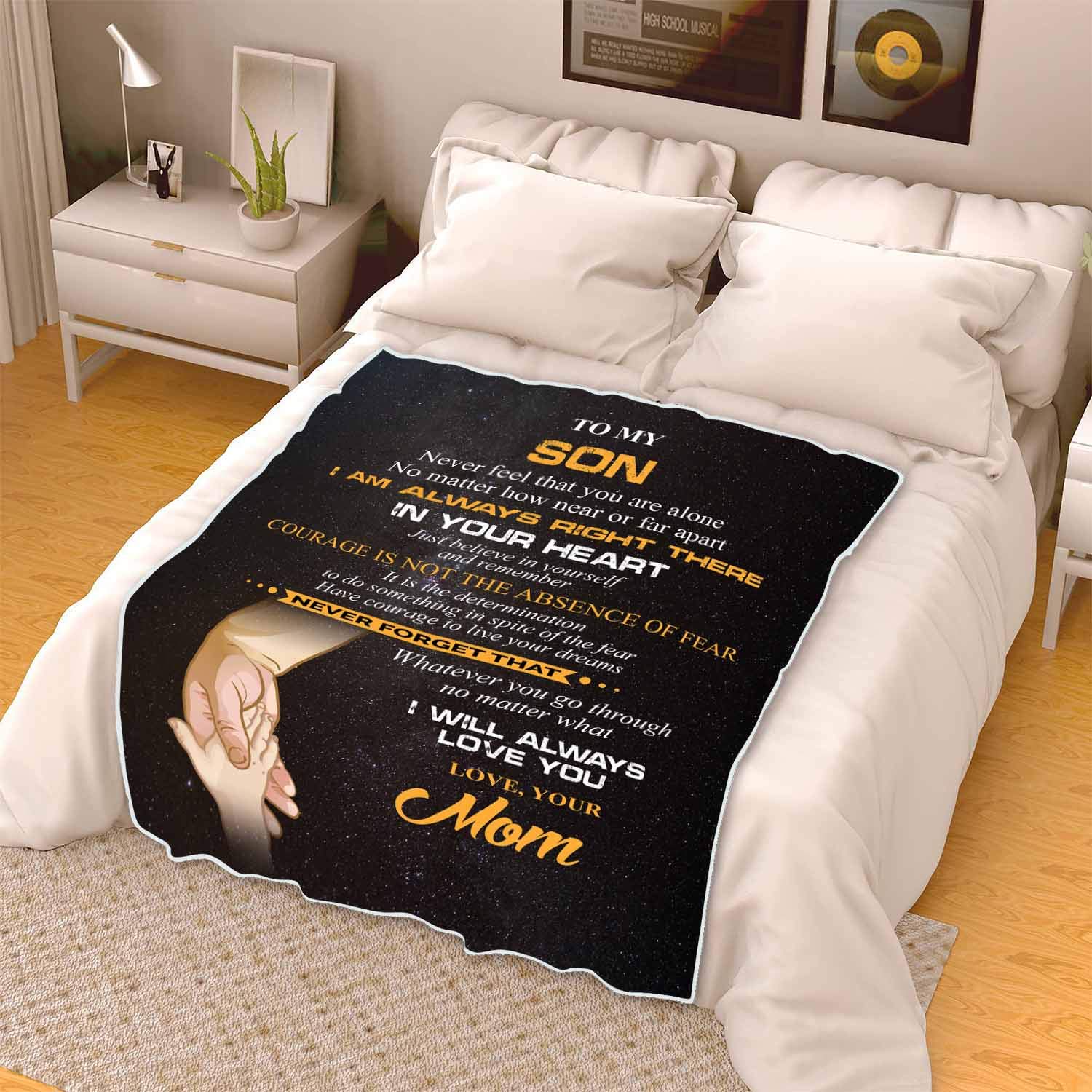 Premium Inspirational Blanket for Son - 'Courage is Not The Absence of Fear' Quote - Soft Comfort Throw Gift for Birthday, Children's Day & Christmas - Perfect for Bedroom, Nursery or Thoughtful Present