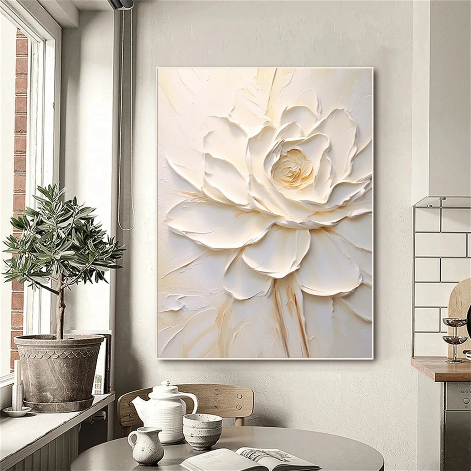 Beautiful Flower and Tree Painting #FT181 - Handmade Canvas Art for Home Decor, Living Room, Bedroom & Office Wall