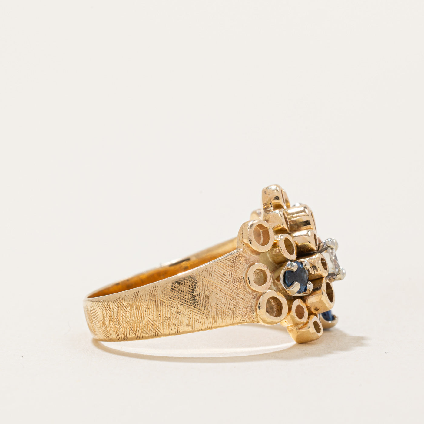 Exquisite 0.23ctw Sapphire & Diamond Abstract Ring - 0.19ct Diamond Accents - Size 7.25 - Elegant Jewelry for Weddings, Anniversaries & Special Occasions
