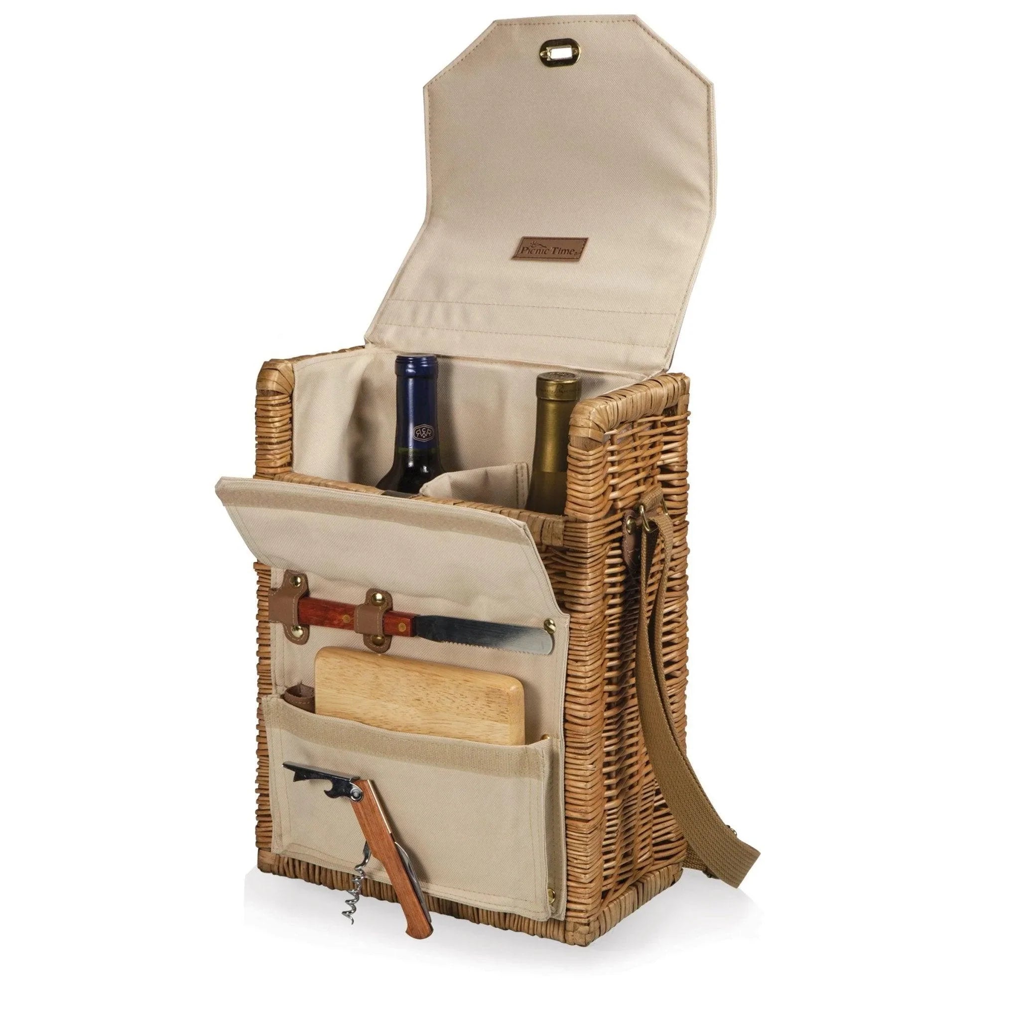 Premium Barcelona Wine & Cheese Gift Basket - Natural Willow Basket with Tan Lining - Perfect for Housewarming, Anniversary & Holiday Gifts