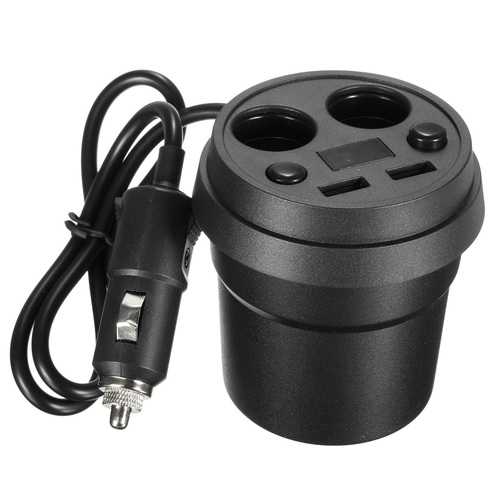 Dual USB Car Charger Adapter with LED Display - 2-Port Cigarette Lighter Splitter for Phone & Devices - Perfect for Road Trips & Family Travel