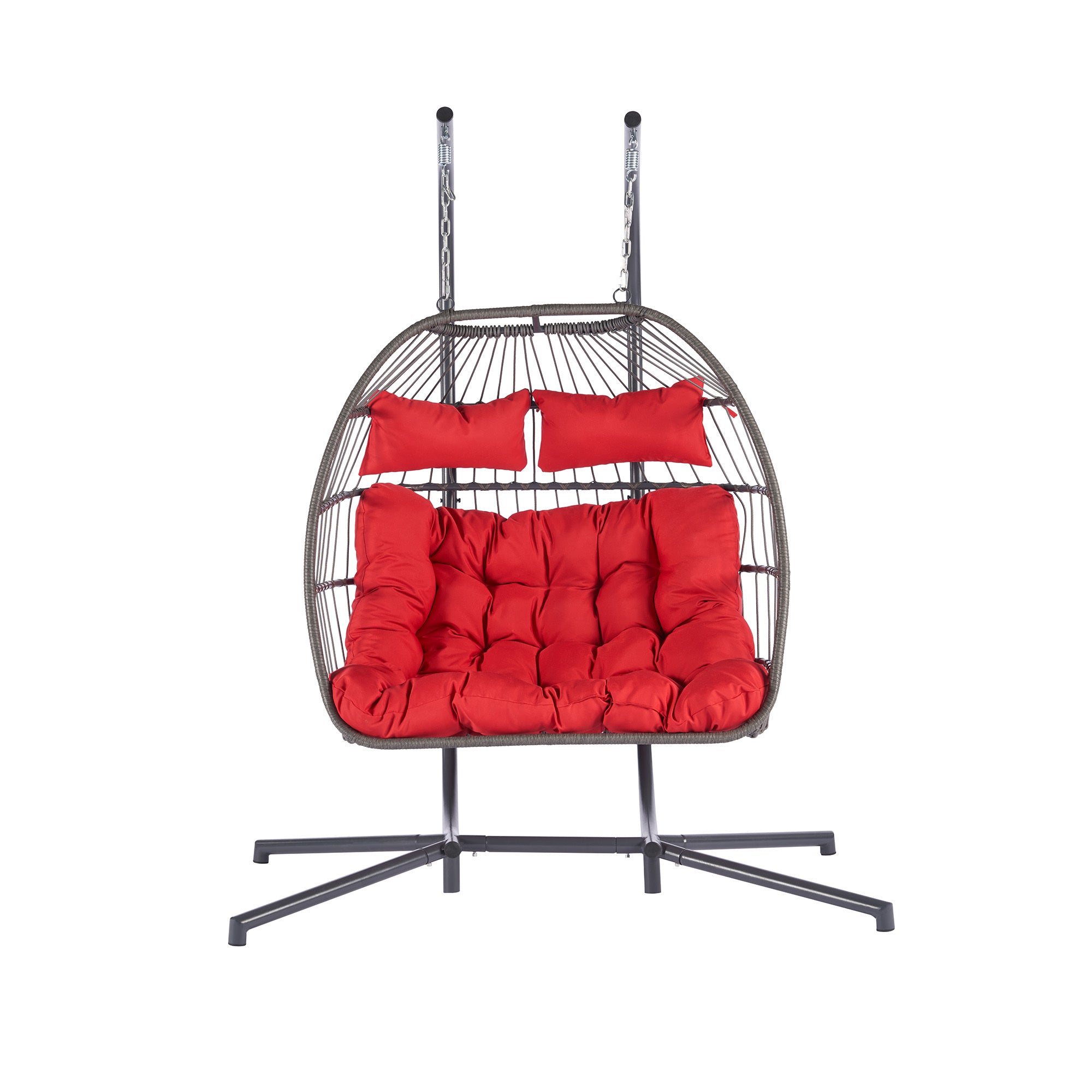 2 Person Outdoor Rattan Hanging Chair - Patio Wicker Egg Swing Chair for Garden, Balcony & Backyard - Perfect for Relaxing & Lounging