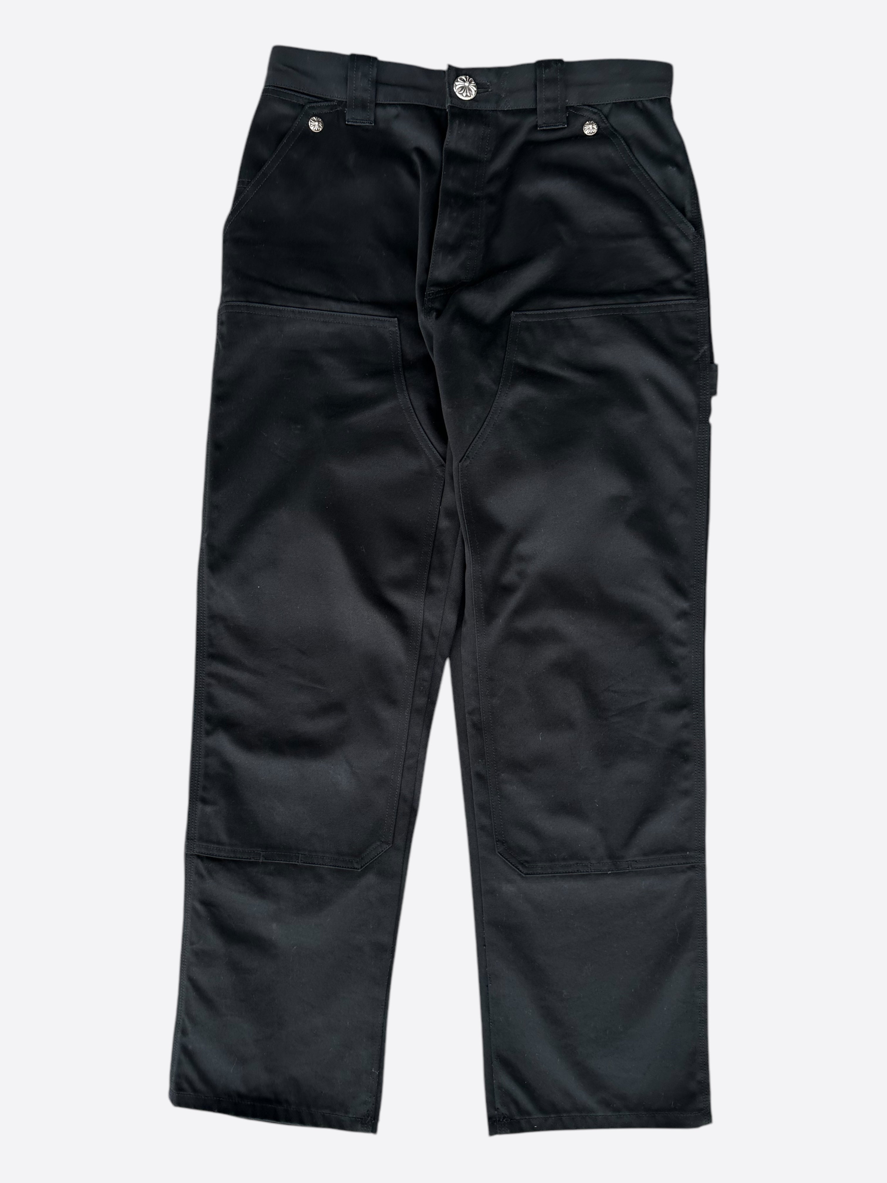 Chrome Hearts Black Carpenter Pants for Men - Heavy Duty Workwear with Multiple Pockets | Perfect for Construction, Carpentry & Outdoor Activities