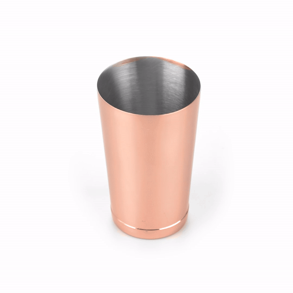 Bar Lux 16 oz Copper Plated Stainless Steel Cocktail Shaker Tin - Weighted Mixing Cup (3.25