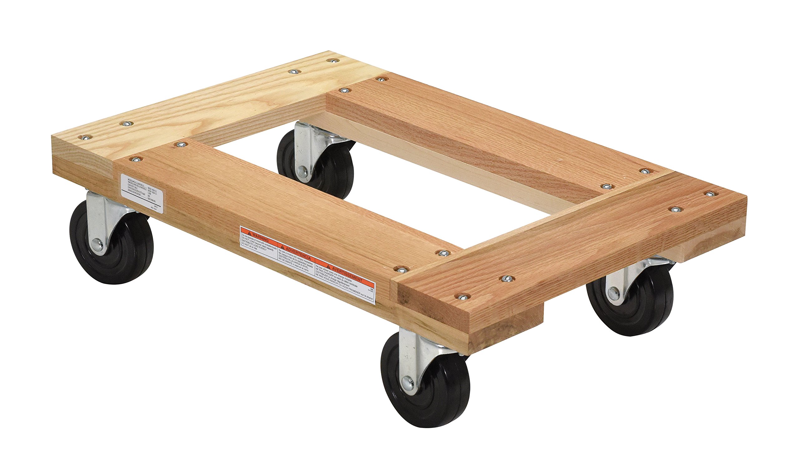Vestil HDOF-1624-12 Heavy Duty Flush Deck Hardwood Dolly - 1200 lbs Capacity, 24x16x6.75 Inches - Perfect for Warehouse, Moving & Industrial Use